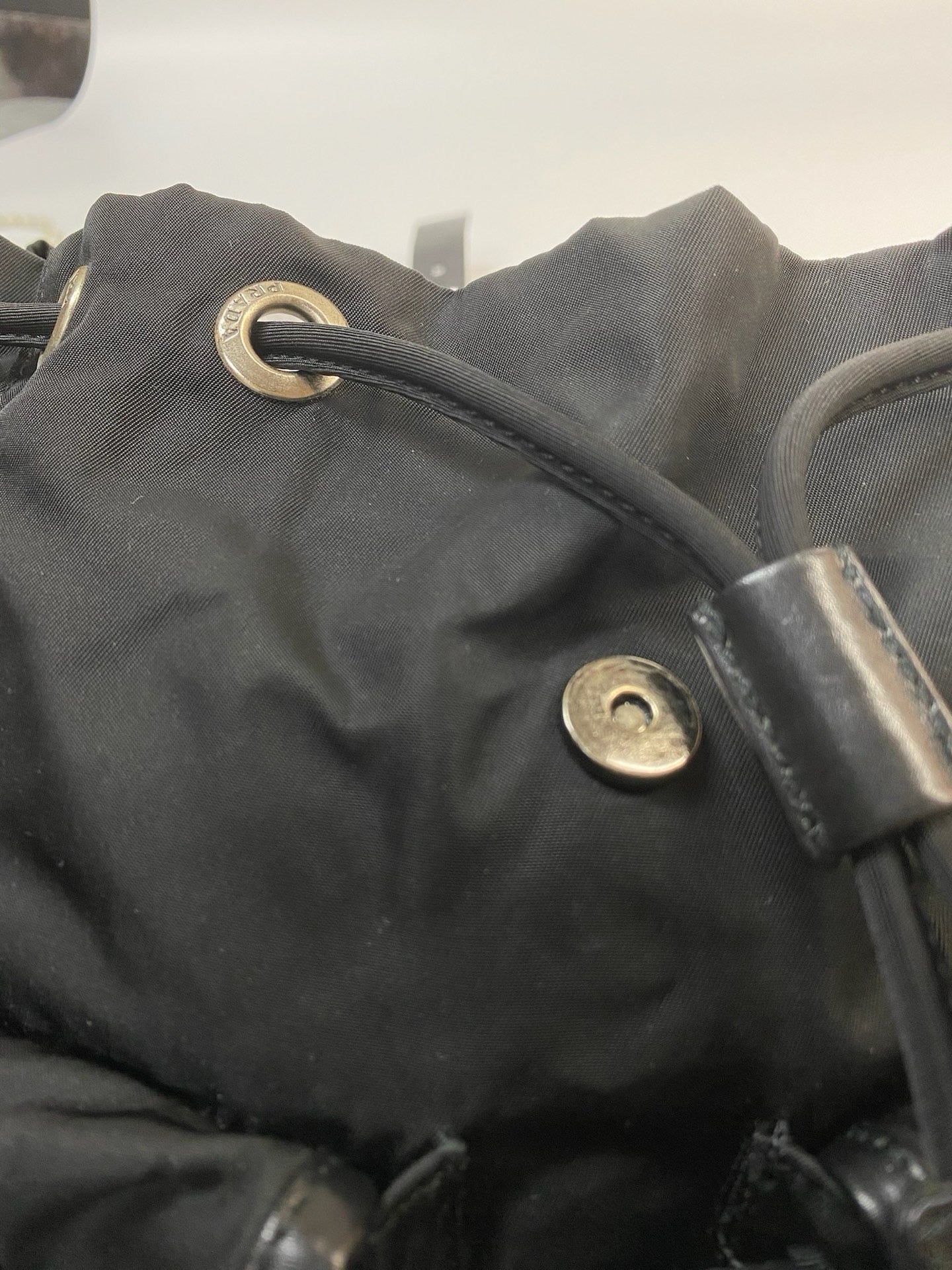 J2969 Prada Backpack Black Nylon Backpack | Pre-Owned Black Plain Nylon