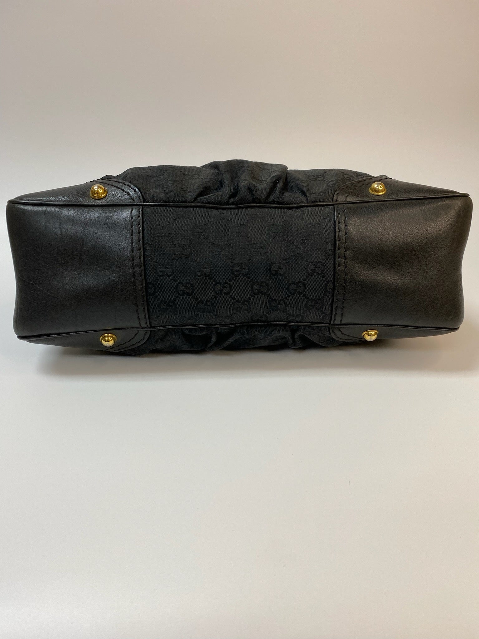 J2859 Gucci Shoulder Bag Hobo Black Monogram Canvas Shoulder Bag | Pre-Owned Black Canvas Monogram