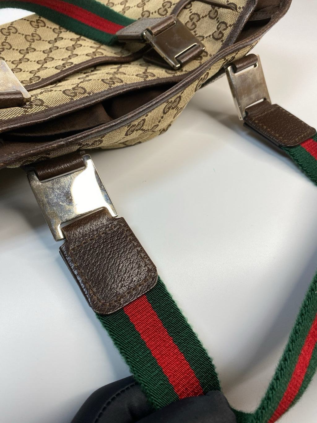 J1117 Gucci Tote Bag Sherry Line Canvas Tote Bag | Pre-Owned Excellent Canvas Sherry Line