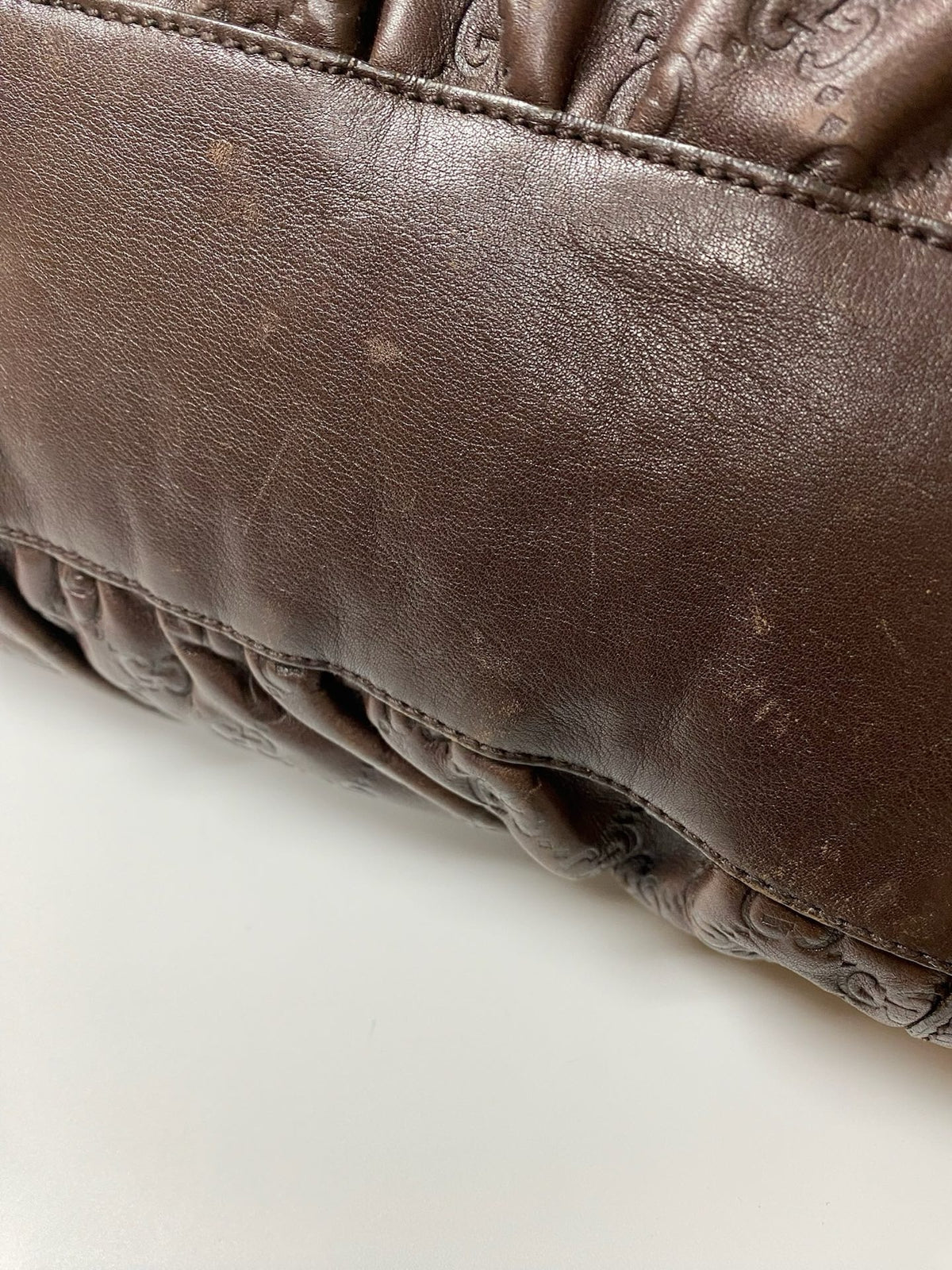 J2882 Gucci Tote Bag Brown Guccissima leather D Ring Tote | Pre-Owned Brown Leather/Guccissima