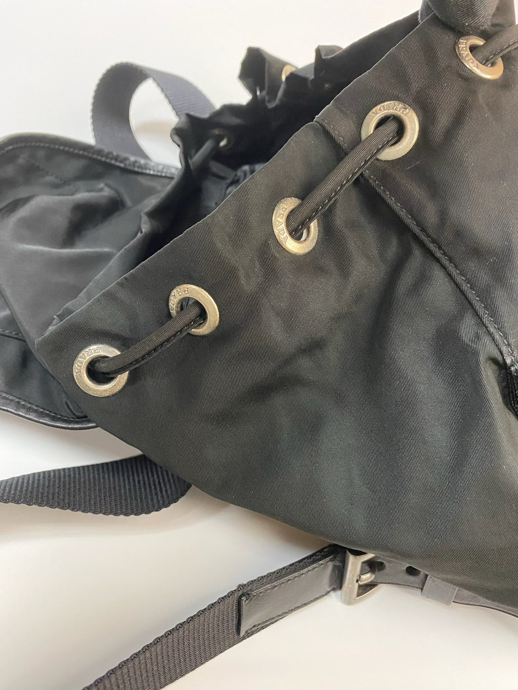 J2969# Prada Backpack Black Nylon Backpack | Pre-Owned Black Plain Nylon