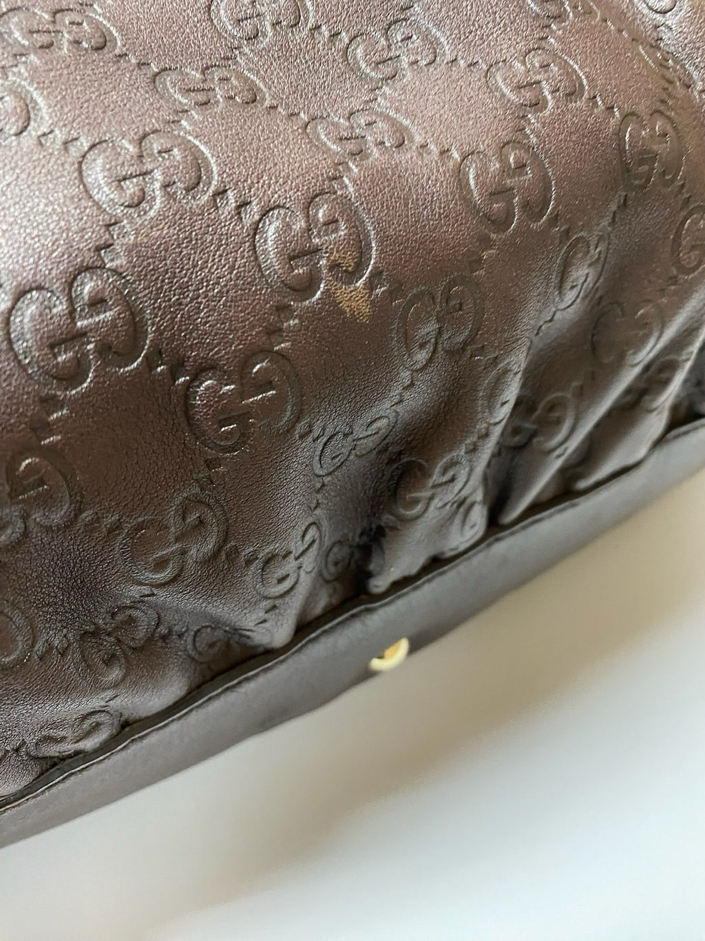 J2882 Gucci Tote Bag Brown Guccissima leather D Ring Tote | Pre-Owned Brown Leather/Guccissima