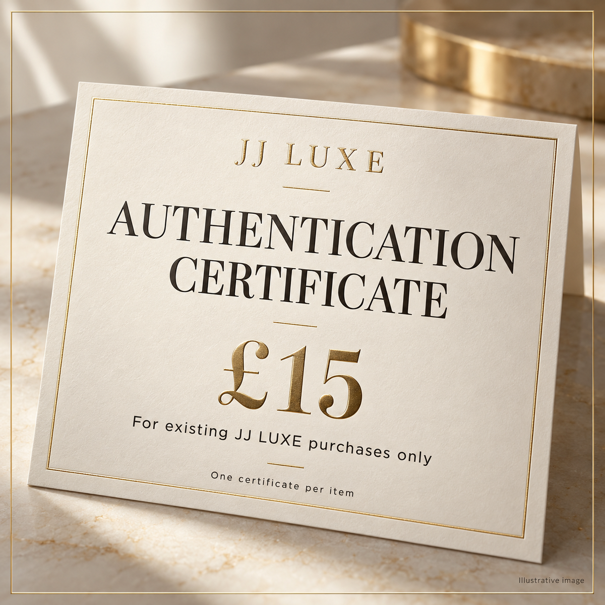 JJ LUXE Authentication Certificate | Existing Customers Only