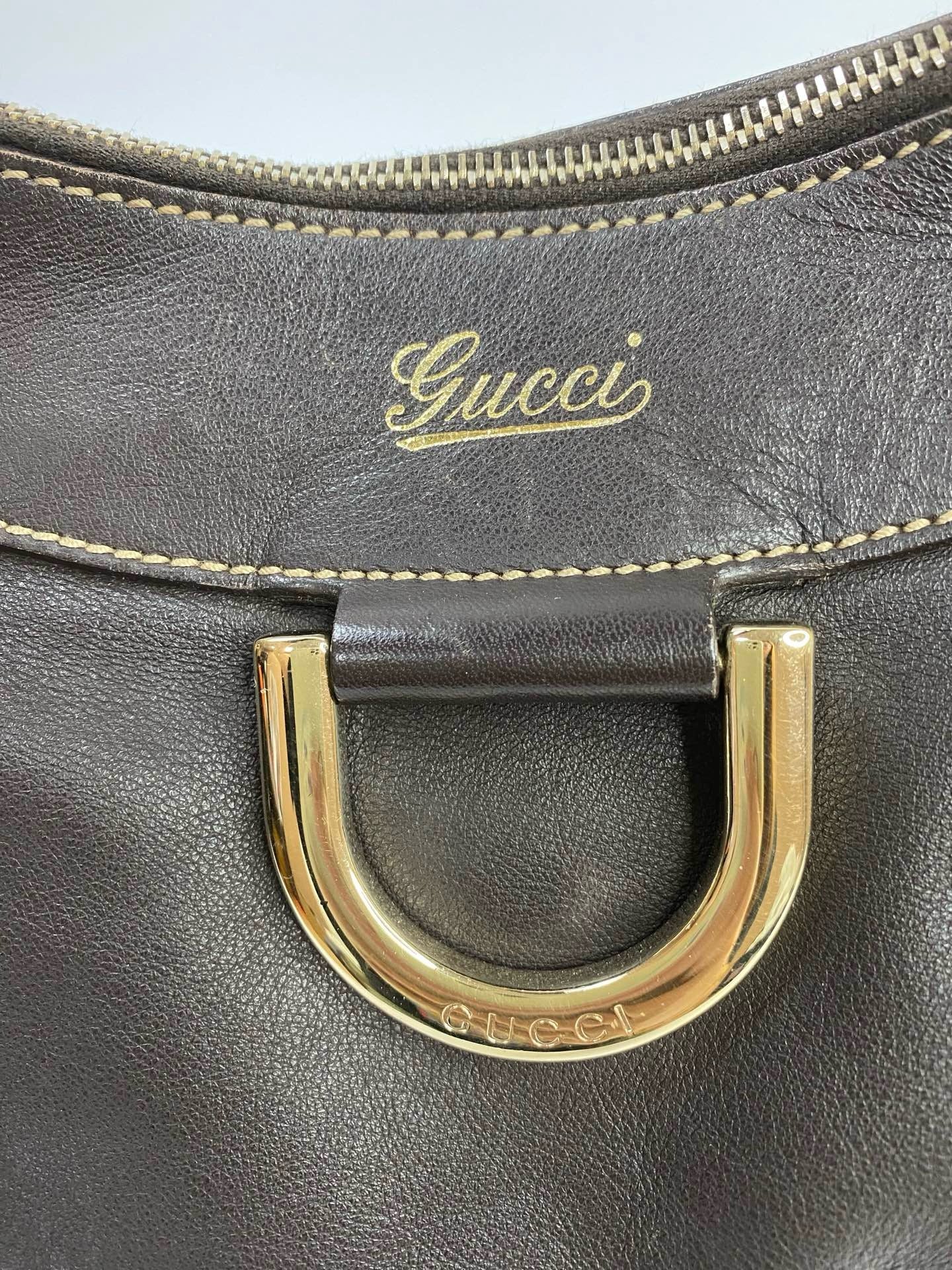 J2878 Gucci Shoulder Bag Abbey Leather dark Brown Shoulder Bag | Pre-Owned Dark Brown Leather