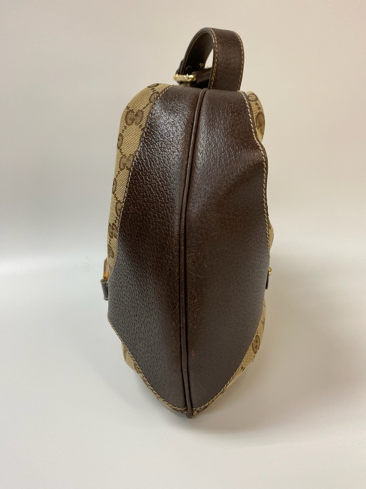 J2876 Gucci Shoulder Bag GG Canvas Amalfi Leather handbag | Pre-Owned Brown Canvas, Leather/GG