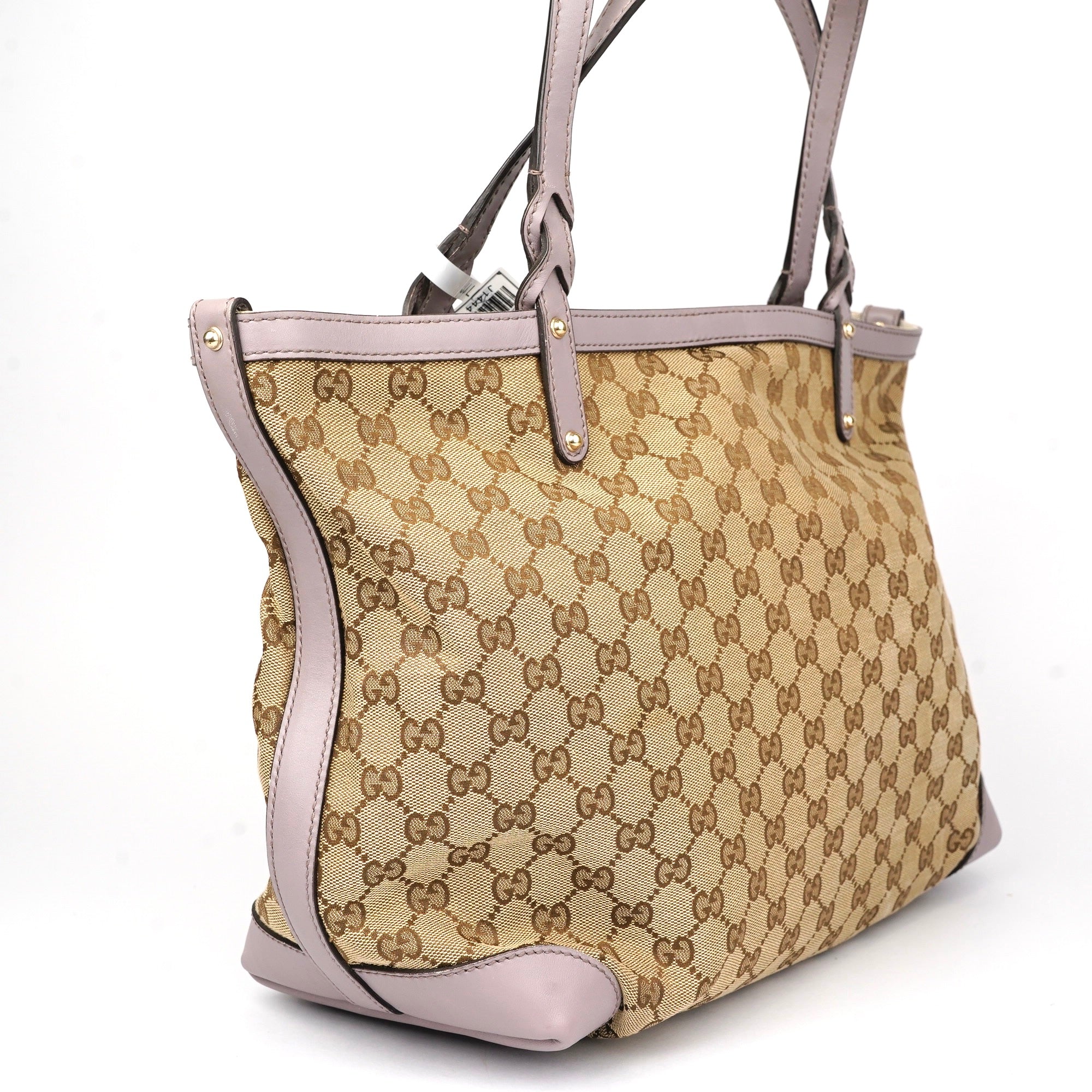 J1444 Gucci GG Canvas Craft Medium Tote Brown Beige- Pre Owned
