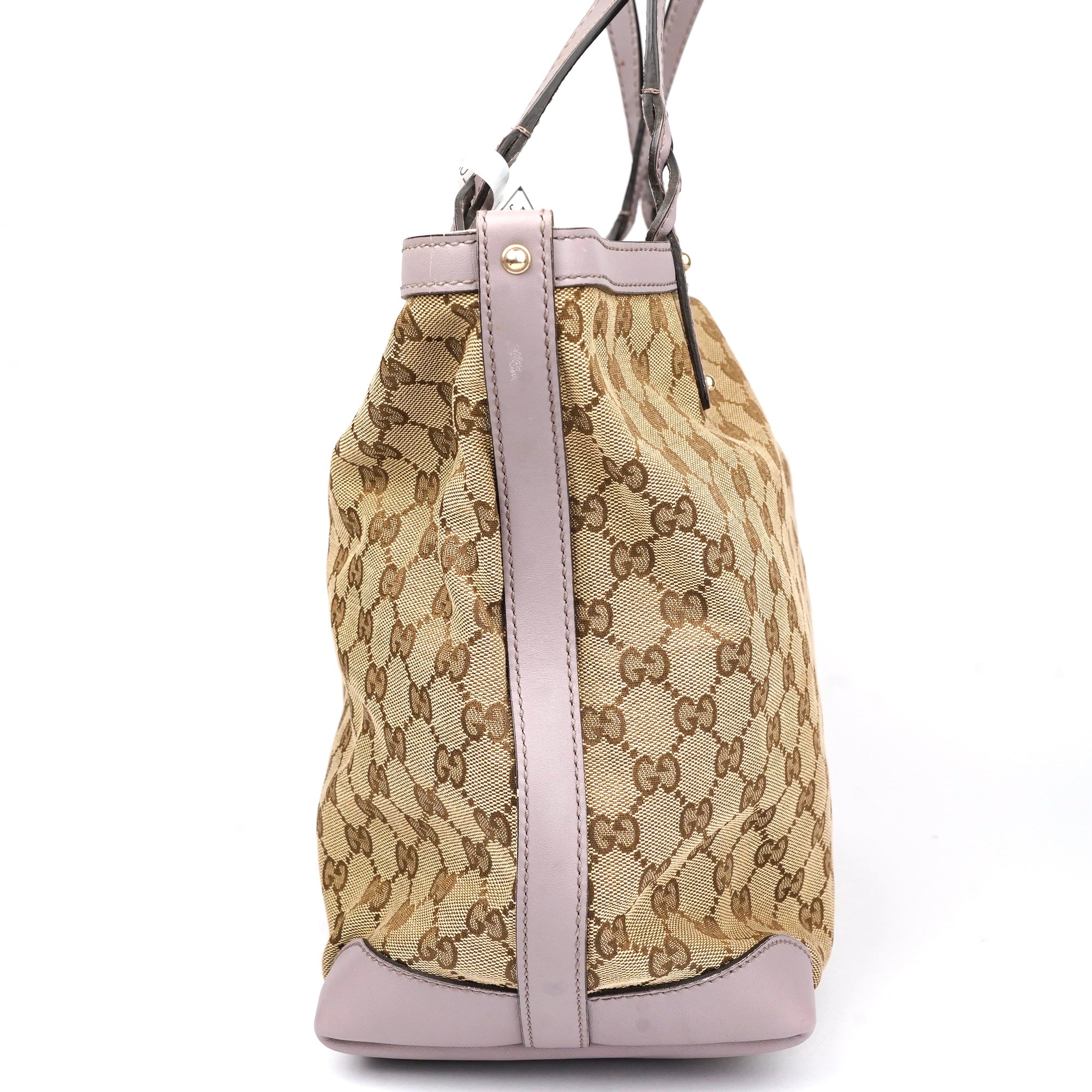 J1444 Gucci GG Canvas Craft Medium Tote Brown Beige- Pre Owned