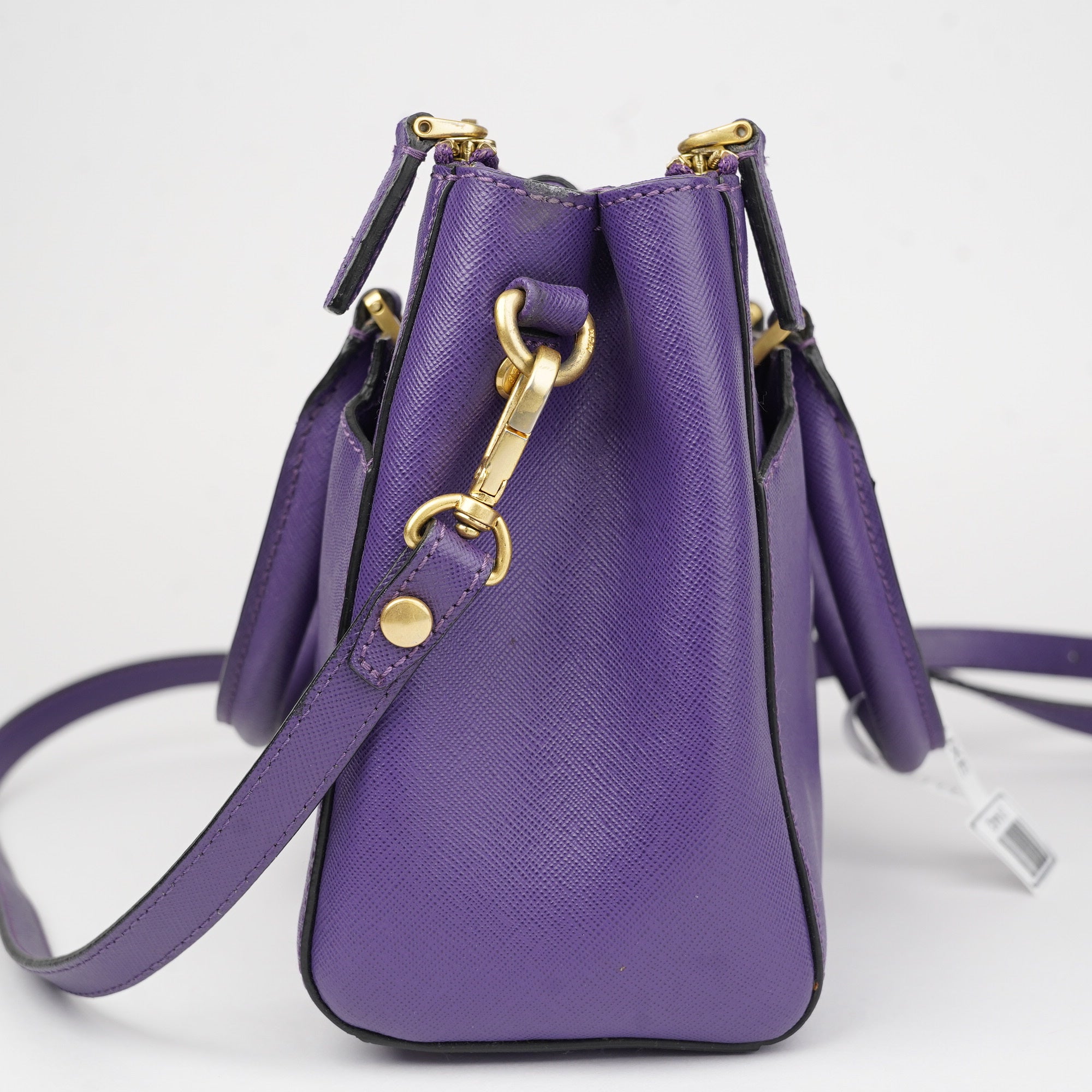 J1442 MCM Purple Saffiano Leather Top Handle Bag- Pre Owned