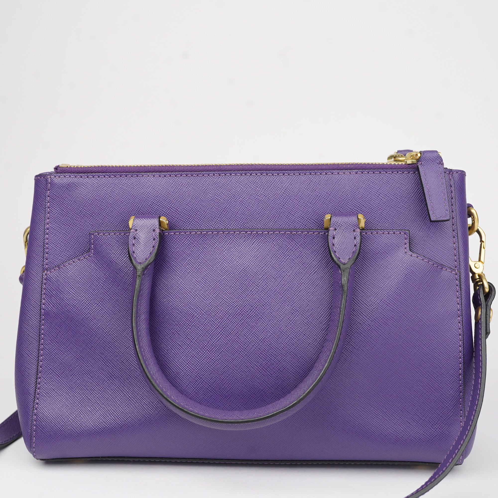 J1442 MCM Purple Saffiano Leather Top Handle Bag- Pre Owned