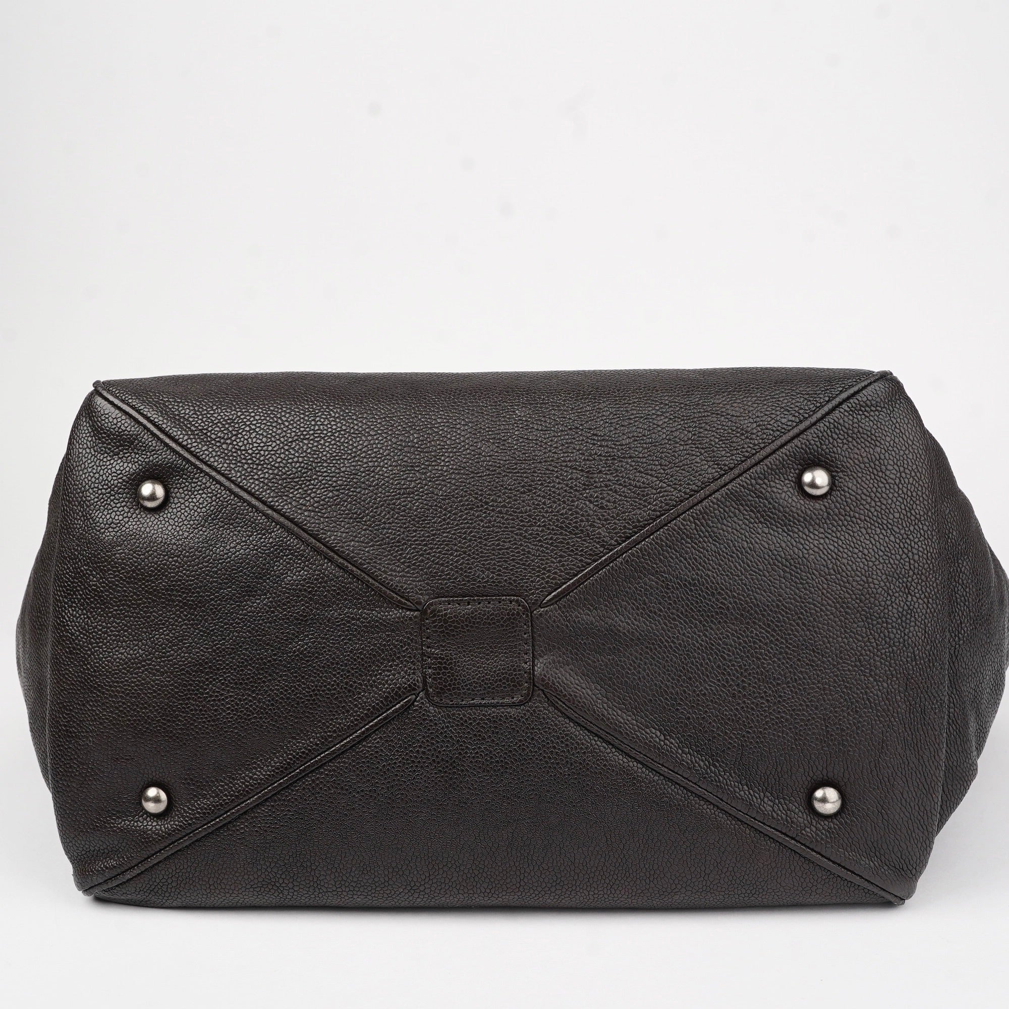 J1436 CHANEL Dark Brown Aged Caviar Leather Tote Bag- Pre Owned