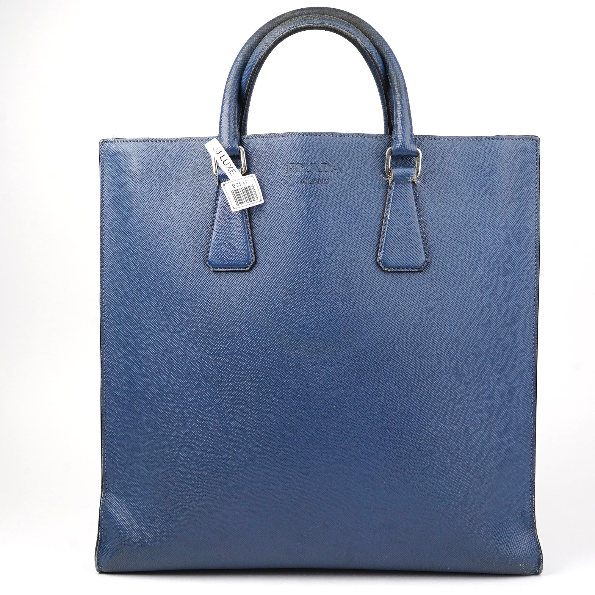 OJ1438 PRADA Blue Leather Shoulder Bag Shoulder Bags- Pre Owned