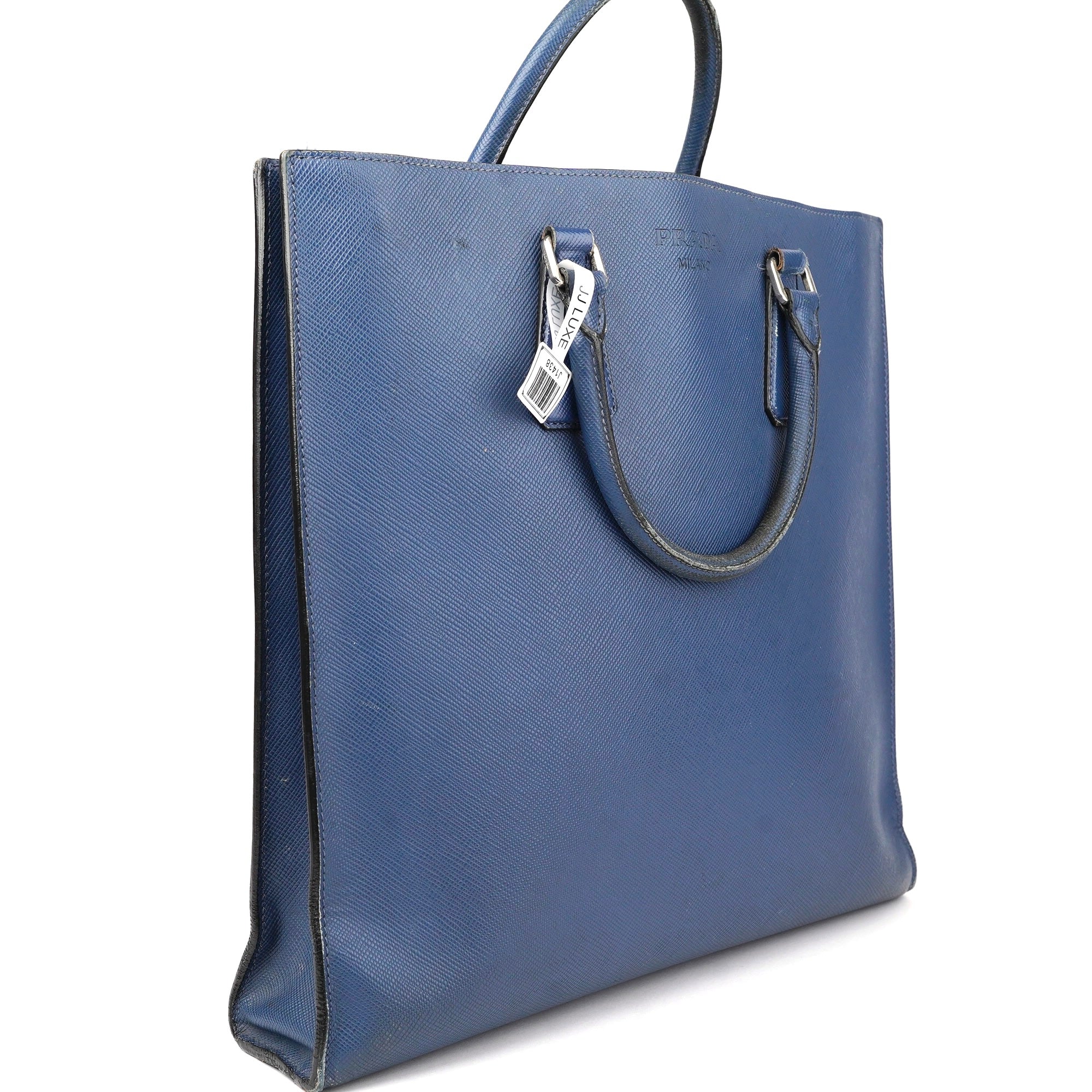 OJ1438 PRADA Blue Leather Shoulder Bag Shoulder Bags- Pre Owned