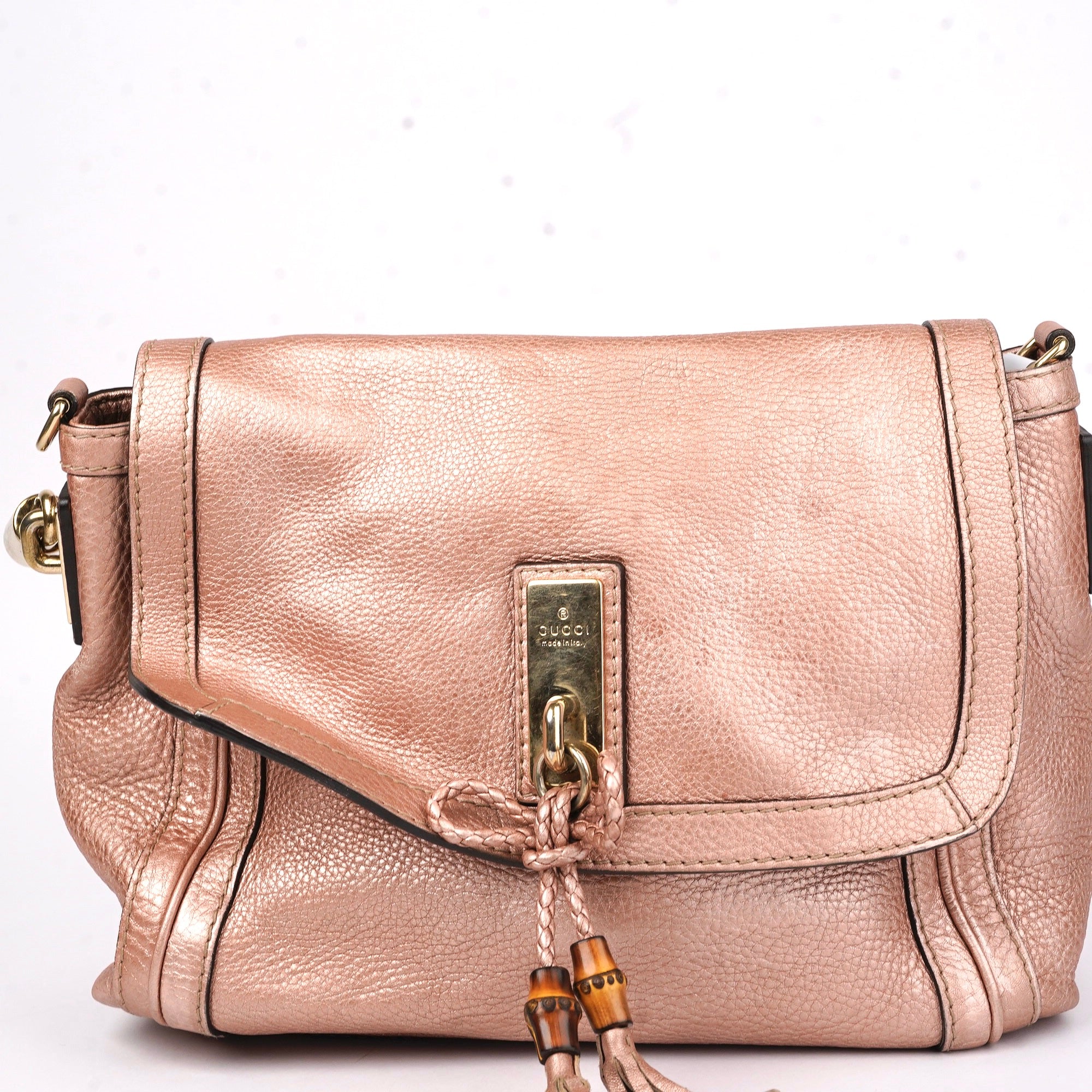 J1425 Gucci Pink Leather Handbag Shoulder Bag- Pre Owned