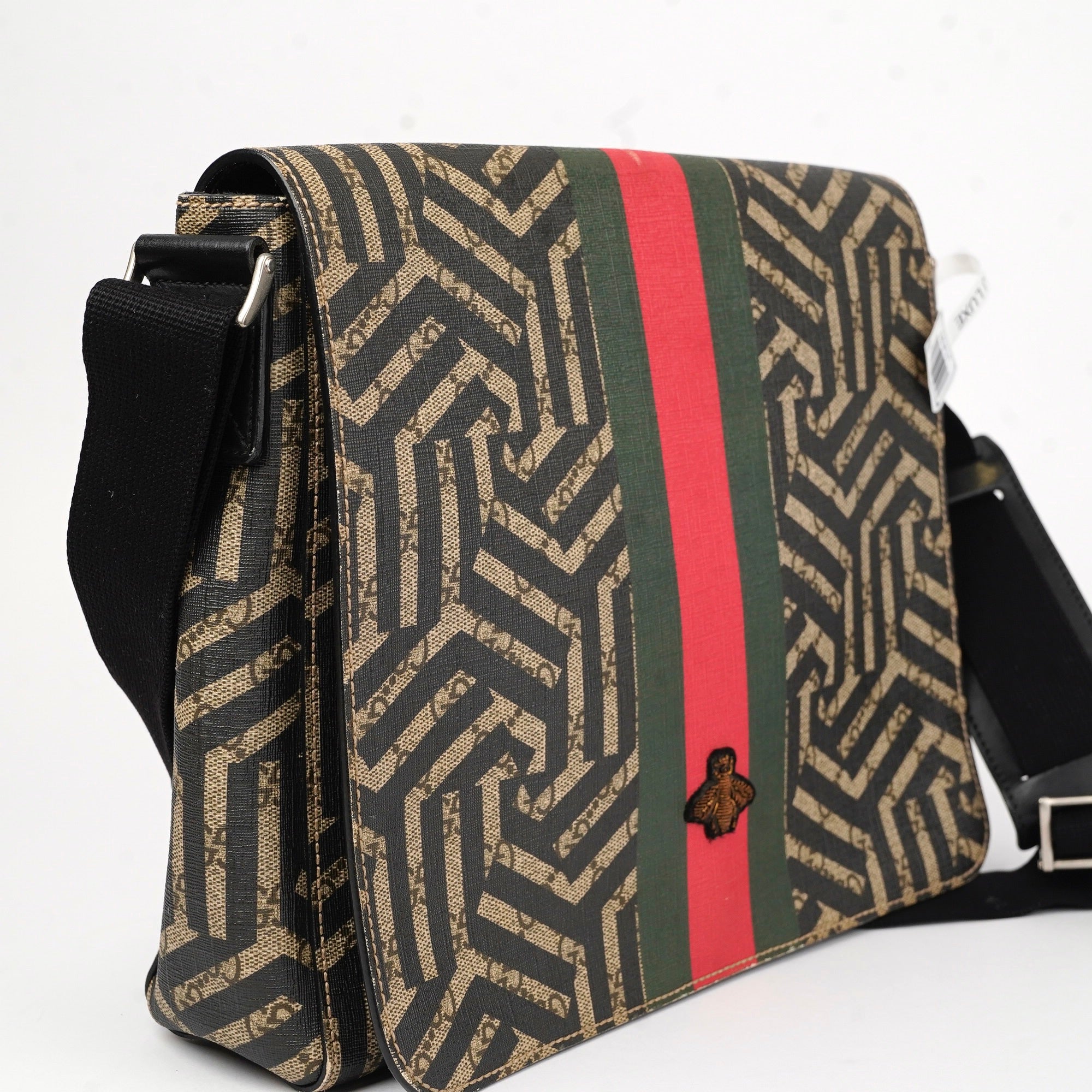 J1430 Gucci Bee Web Flap Messenger Bag- Pre Owned