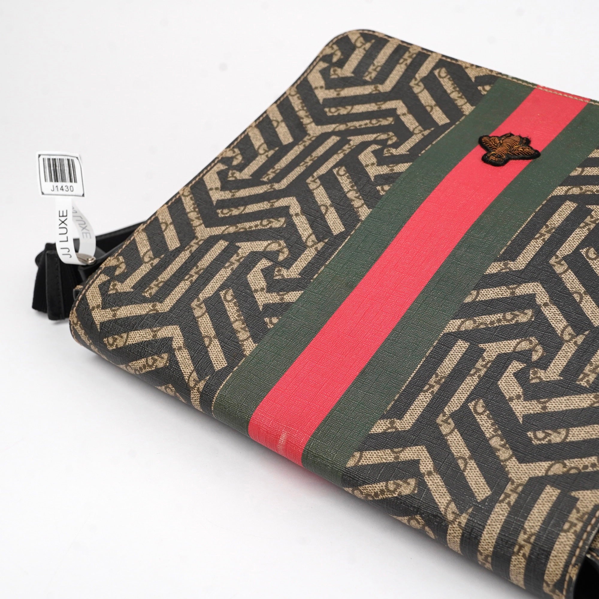 J1430 Gucci Bee Web Flap Messenger Bag- Pre Owned