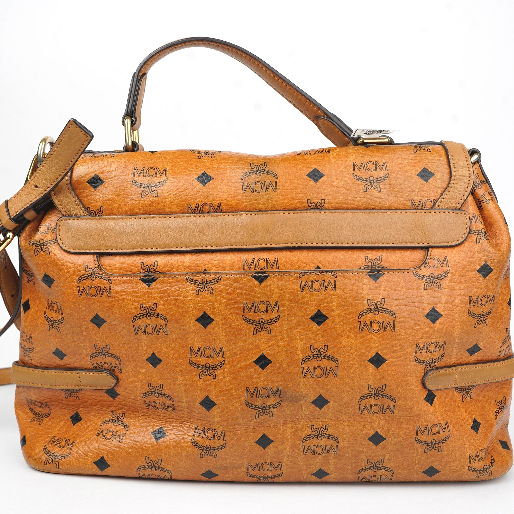 J1426 MCM Mini Gold Visetos Crossbody Bag in Brown- Pre Owned