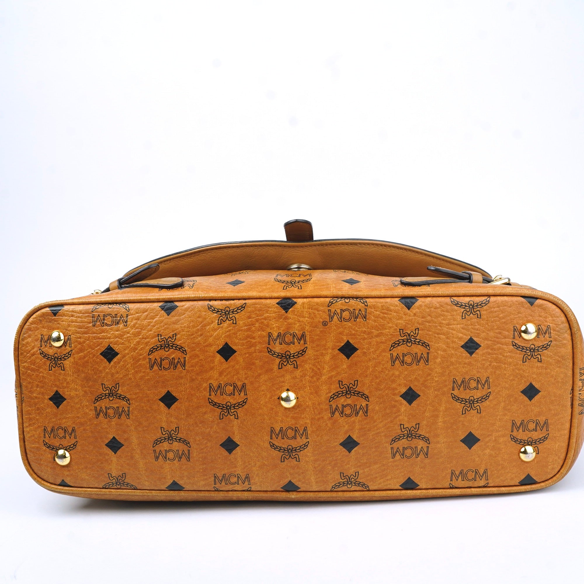 J1426 MCM Mini Gold Visetos Crossbody Bag in Brown- Pre Owned