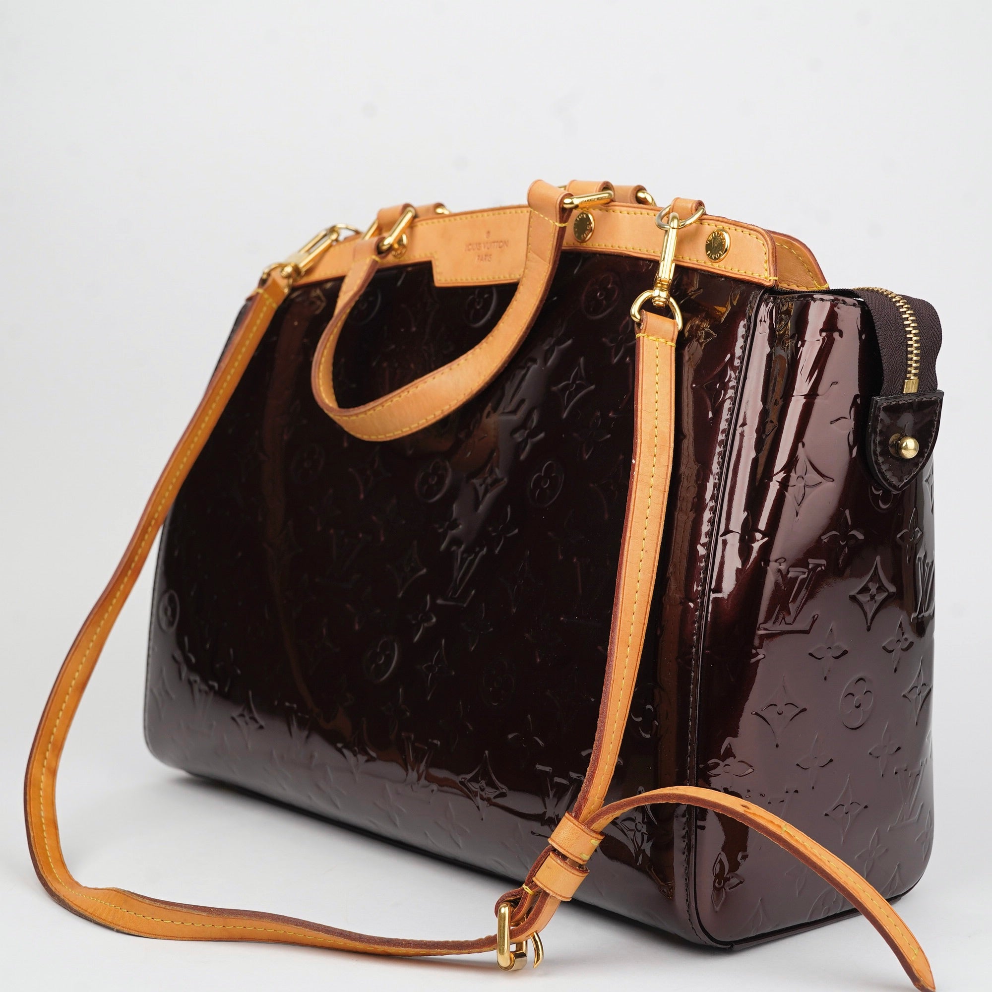 J1411 Louis Vuitton Amarante Monogram Vernis Brea GM Bag- Pre Owned