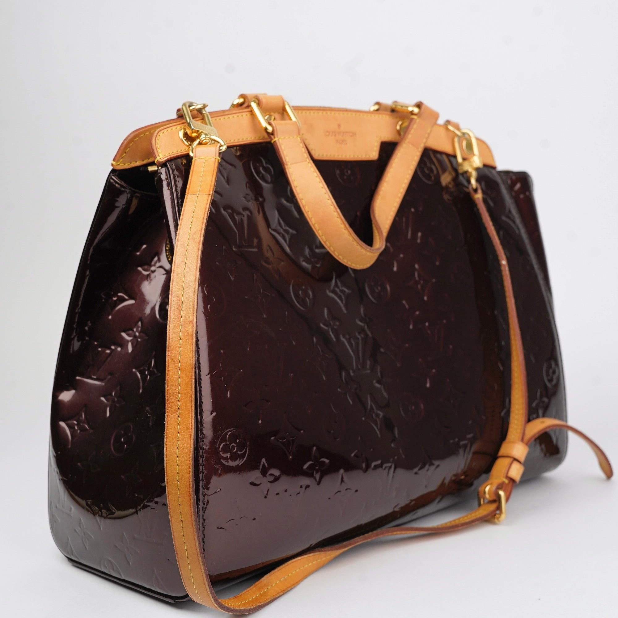 J1411 Louis Vuitton Amarante Monogram Vernis Brea GM Bag- Pre Owned