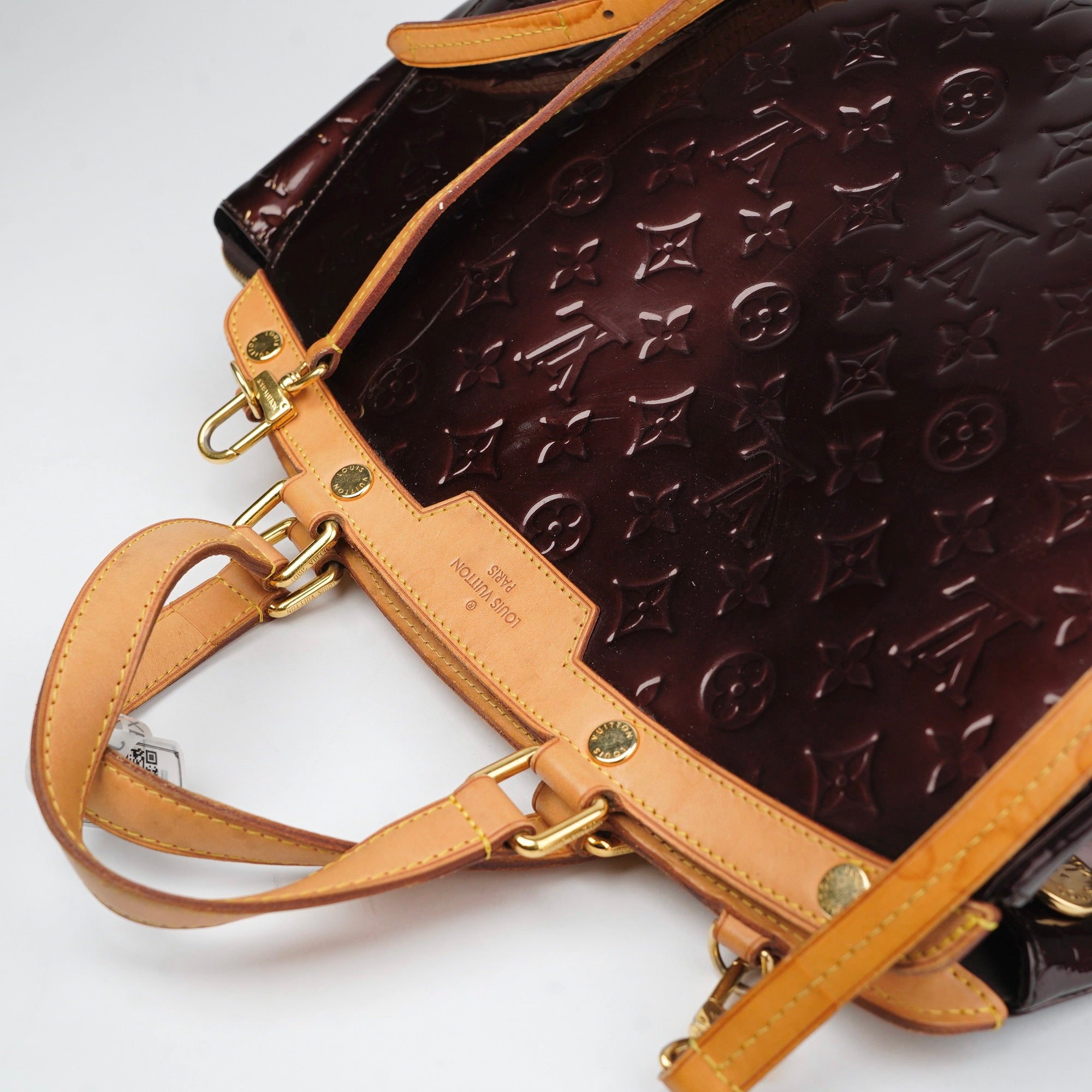 J1411 Louis Vuitton Amarante Monogram Vernis Brea GM Bag- Pre Owned