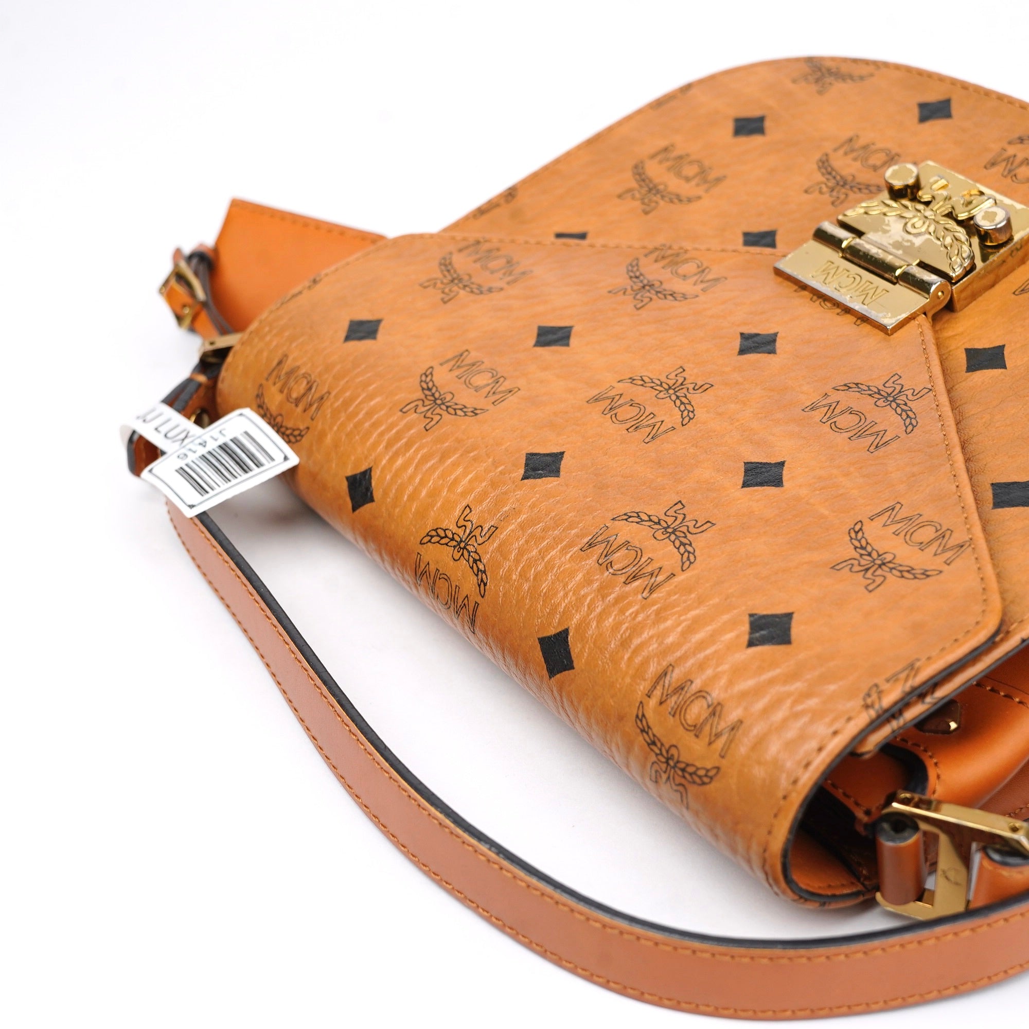 J1416 MCM Shoulder Bag Brown Cloth- Pre Owned