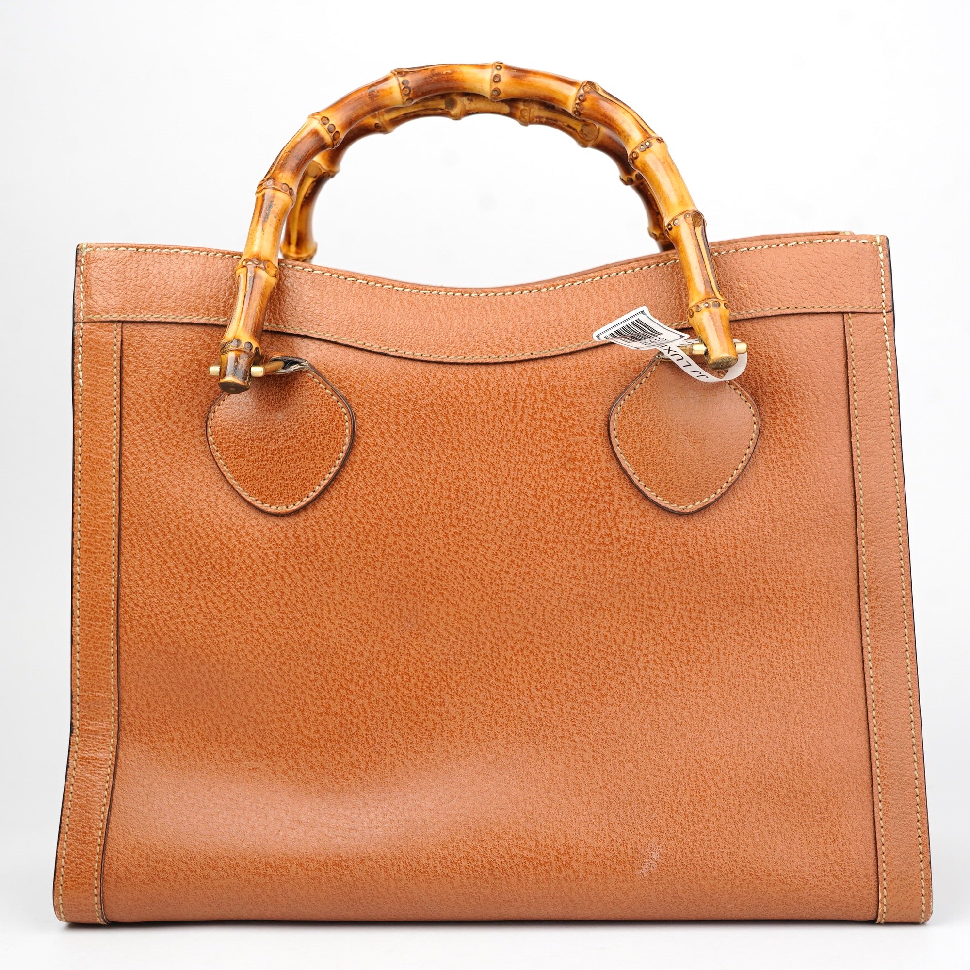 J1419 Gucci Bamboo Leather Tote Bag Brown Pony style- Pre Owned