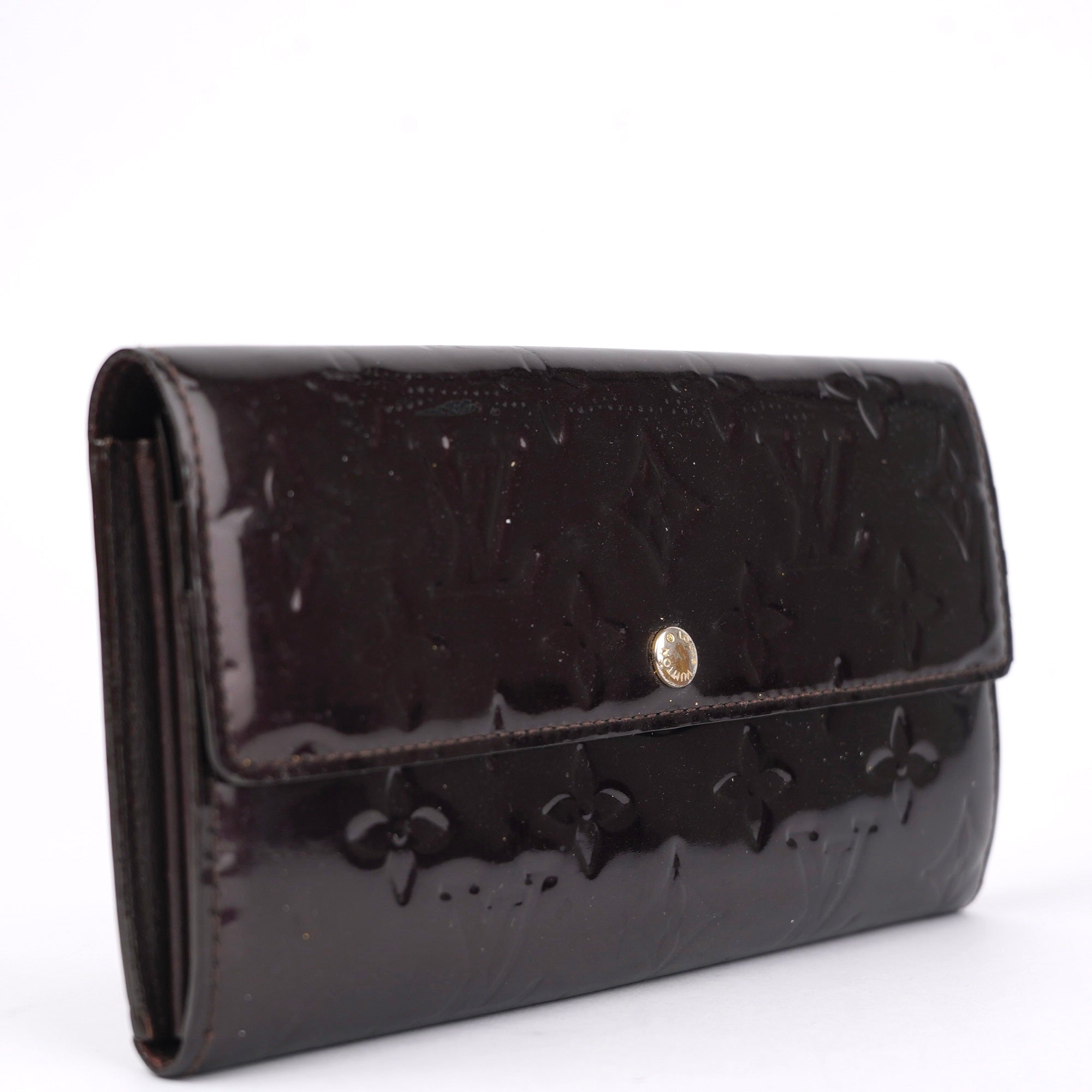 J1414 Louis Vuitton Amarante Monogram Vernis Sarah Continental- Pre Owned