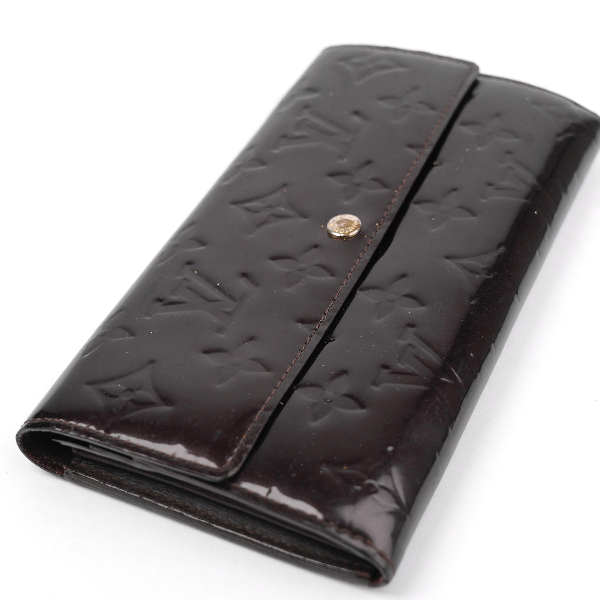 J1414 Louis Vuitton Amarante Monogram Vernis Sarah Continental- Pre Owned
