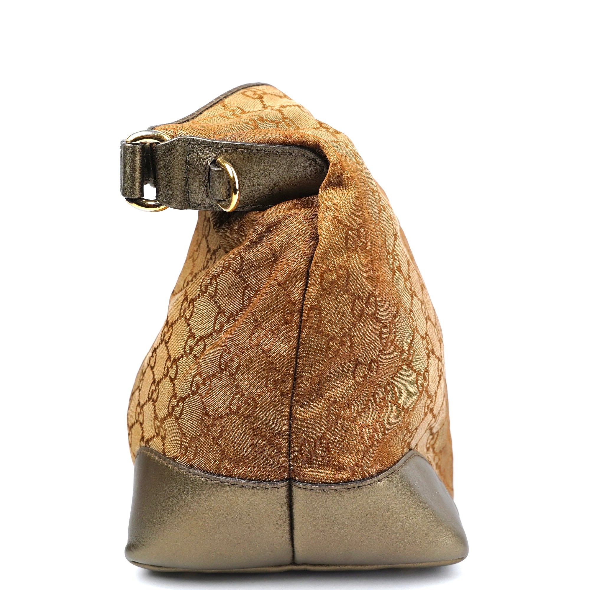 J1402 Gucci Brown GG Canvas Lurex Heart Bit Tragetasche Braun Bronze- Pre Owned
