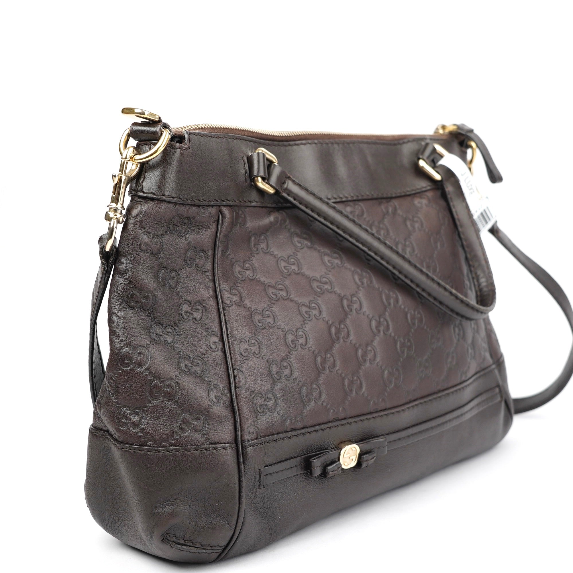 J1403 Gucci Handbag Mayfia Shima Dark Brown Leather- Pre Owned
