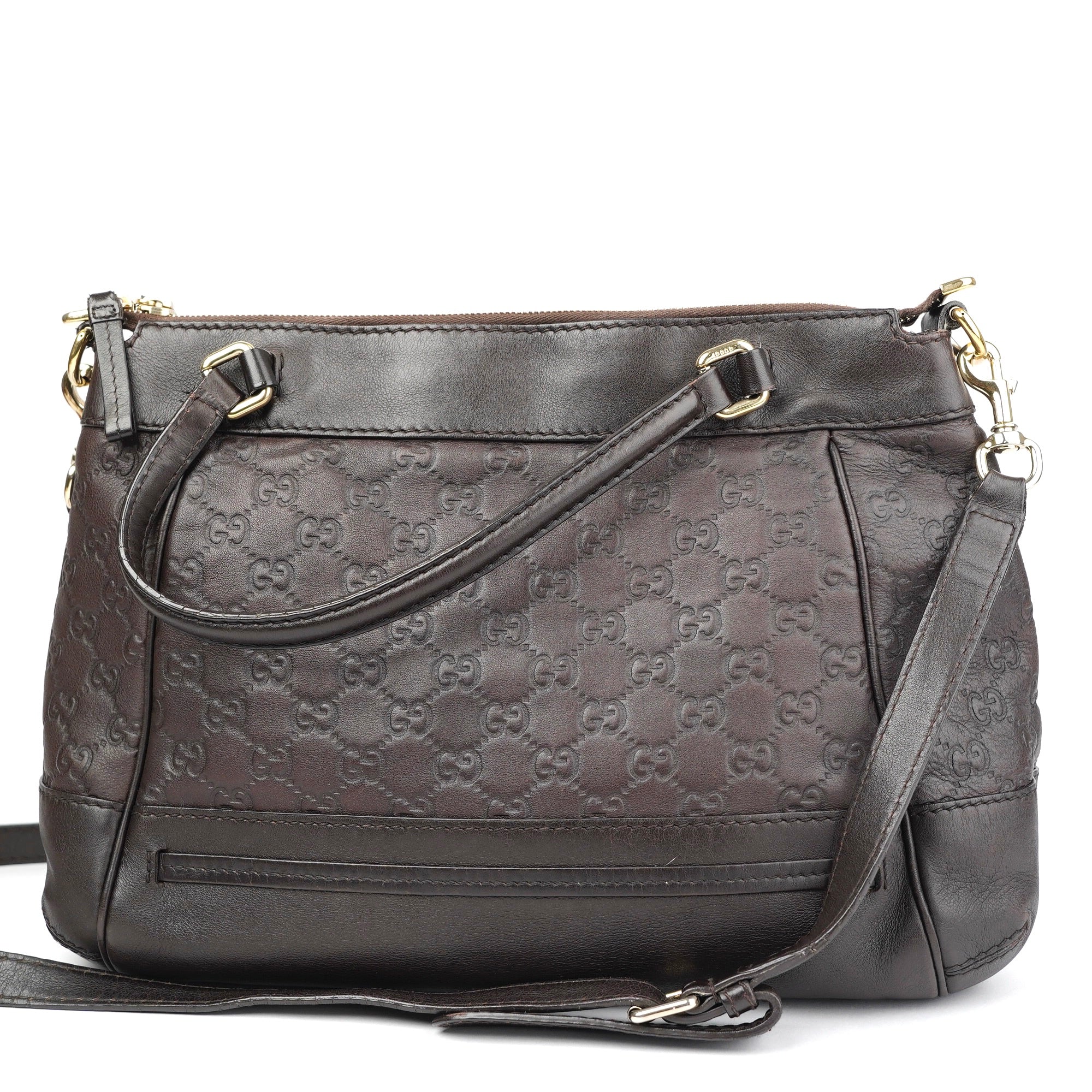 J1403 Gucci Handbag Mayfia Shima Dark Brown Leather- Pre Owned
