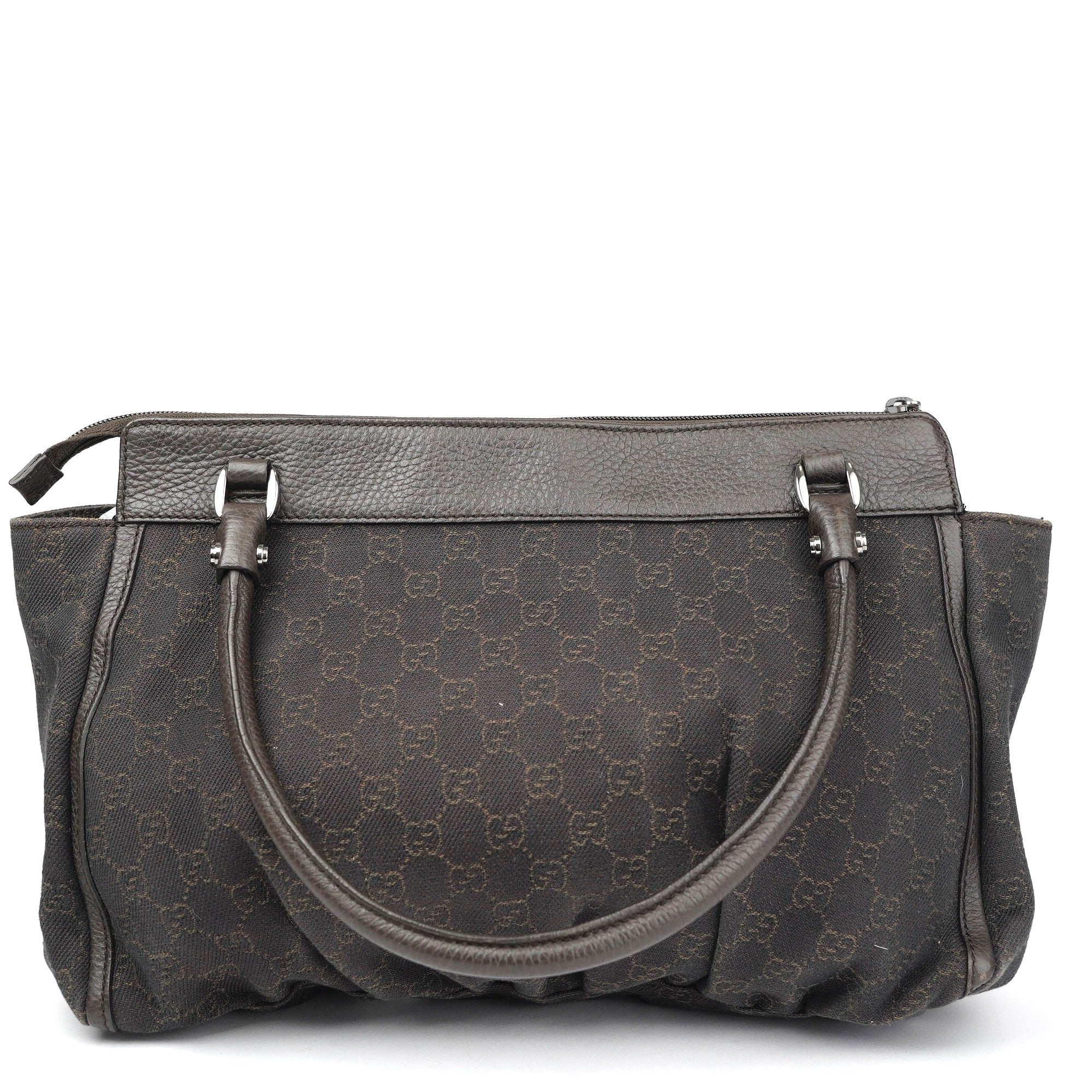 J1390 Gucci Abbey Black Denim Canvas Satchel Shoulder Bag- Pre Owned