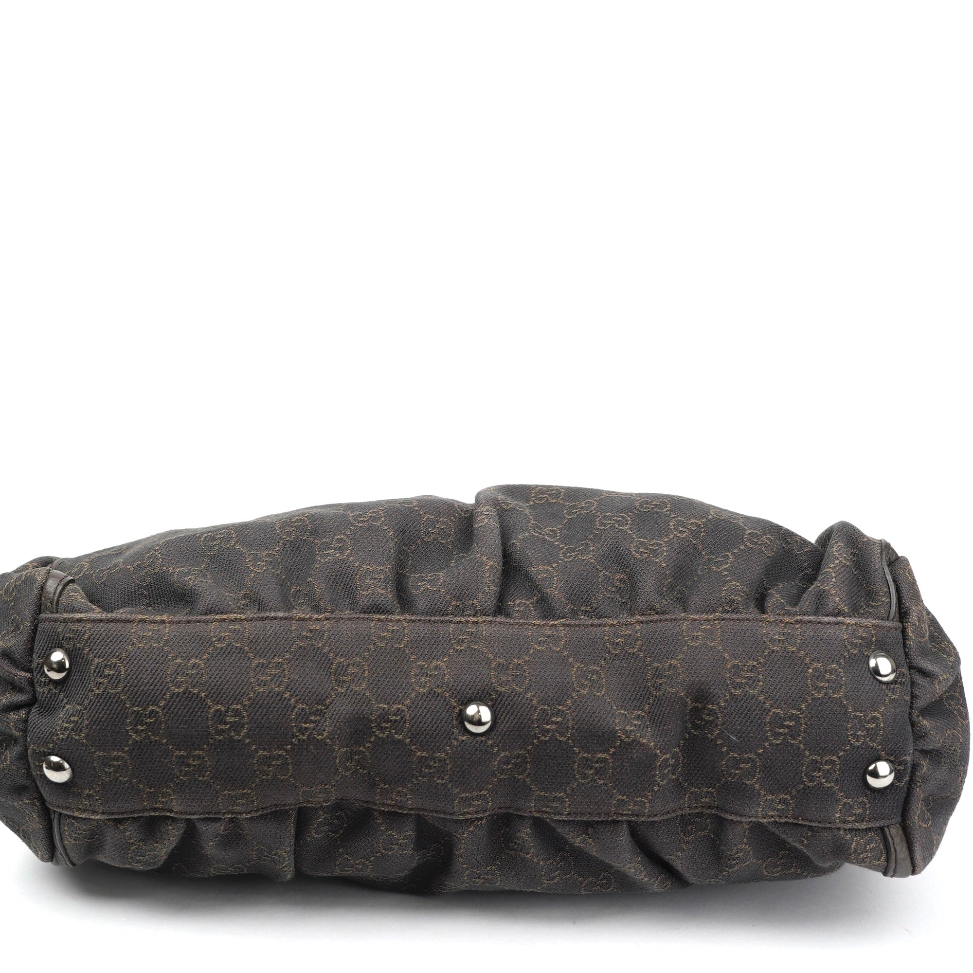 J1390 Gucci Abbey Black Denim Canvas Satchel Shoulder Bag- Pre Owned