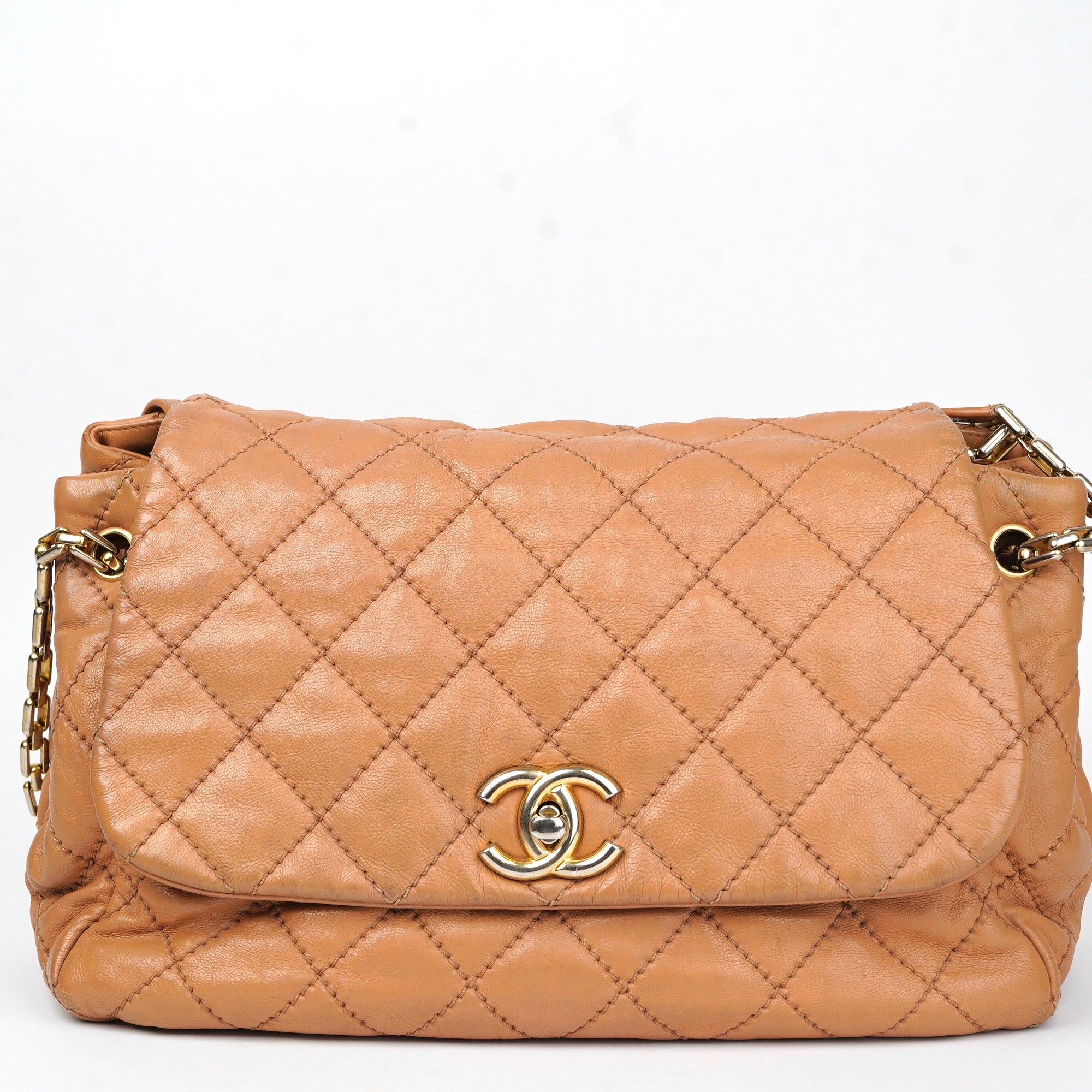 J1399 Chanel Dark Beige Quilted Leather Retro Chain Bag- Pre Owned