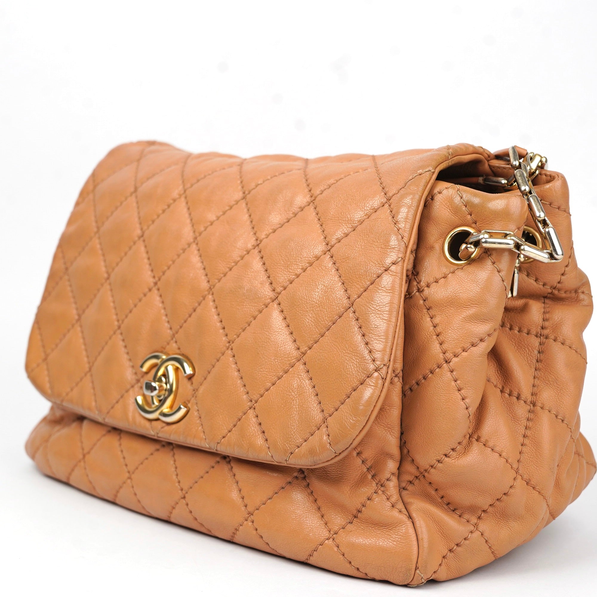 J1399 Chanel Dark Beige Quilted Leather Retro Chain Bag- Pre Owned