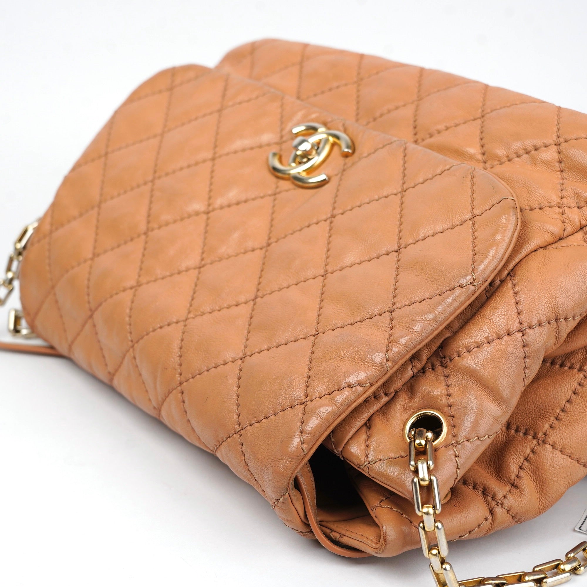 J1399 Chanel Dark Beige Quilted Leather Retro Chain Bag- Pre Owned