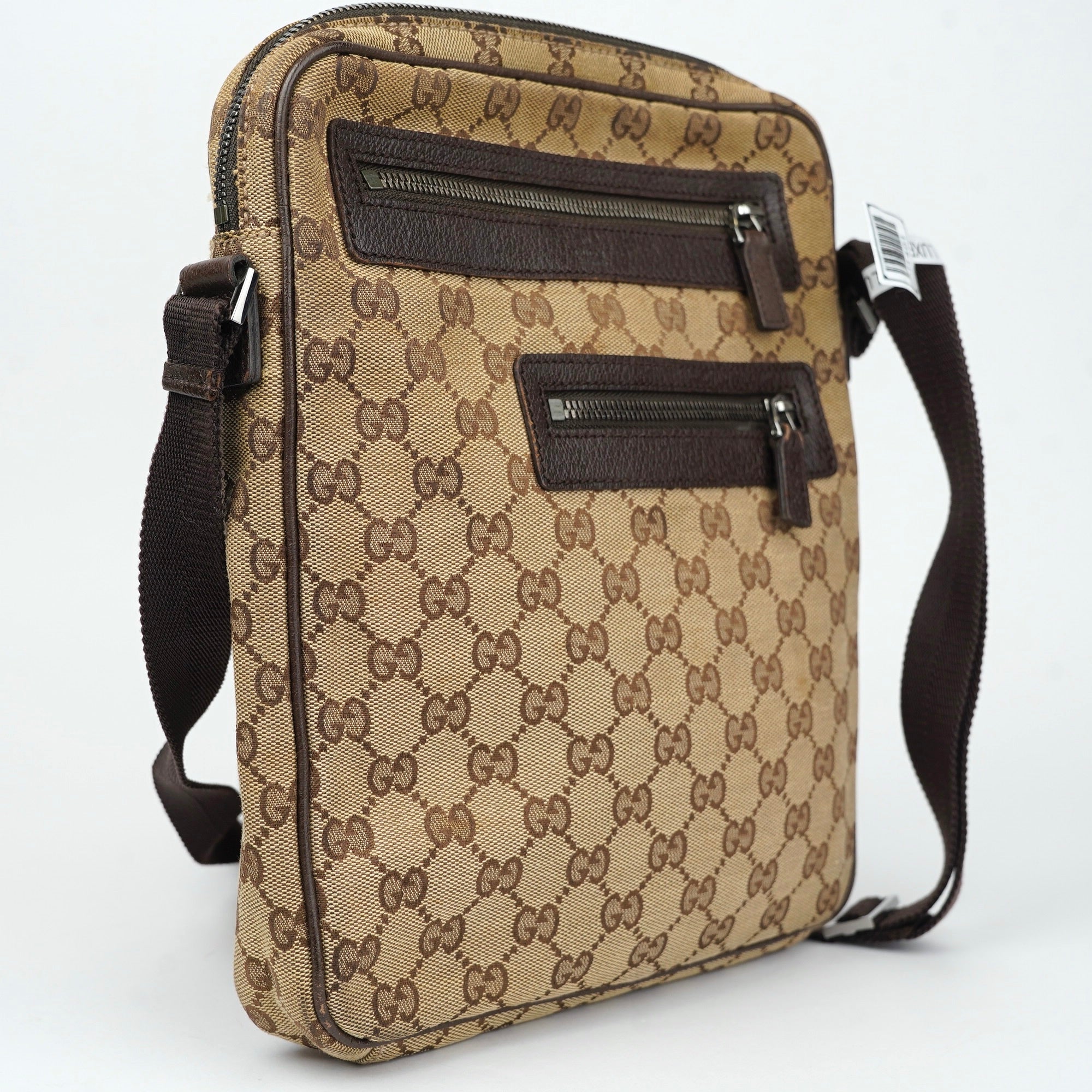 J1401 GUCCI GG Canvas Shoulder Bag Beige- Pre Owned