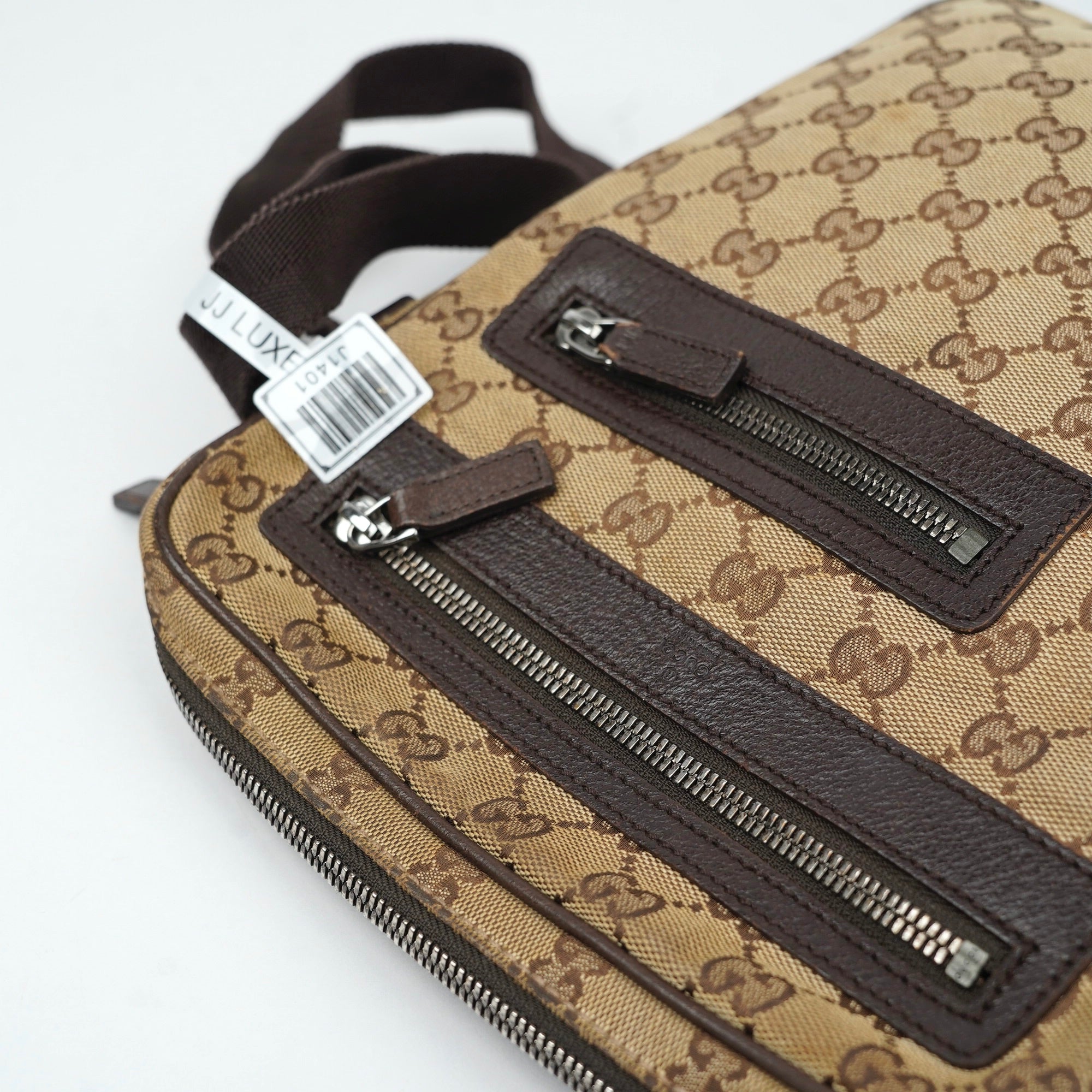 J1401 GUCCI GG Canvas Shoulder Bag Beige- Pre Owned