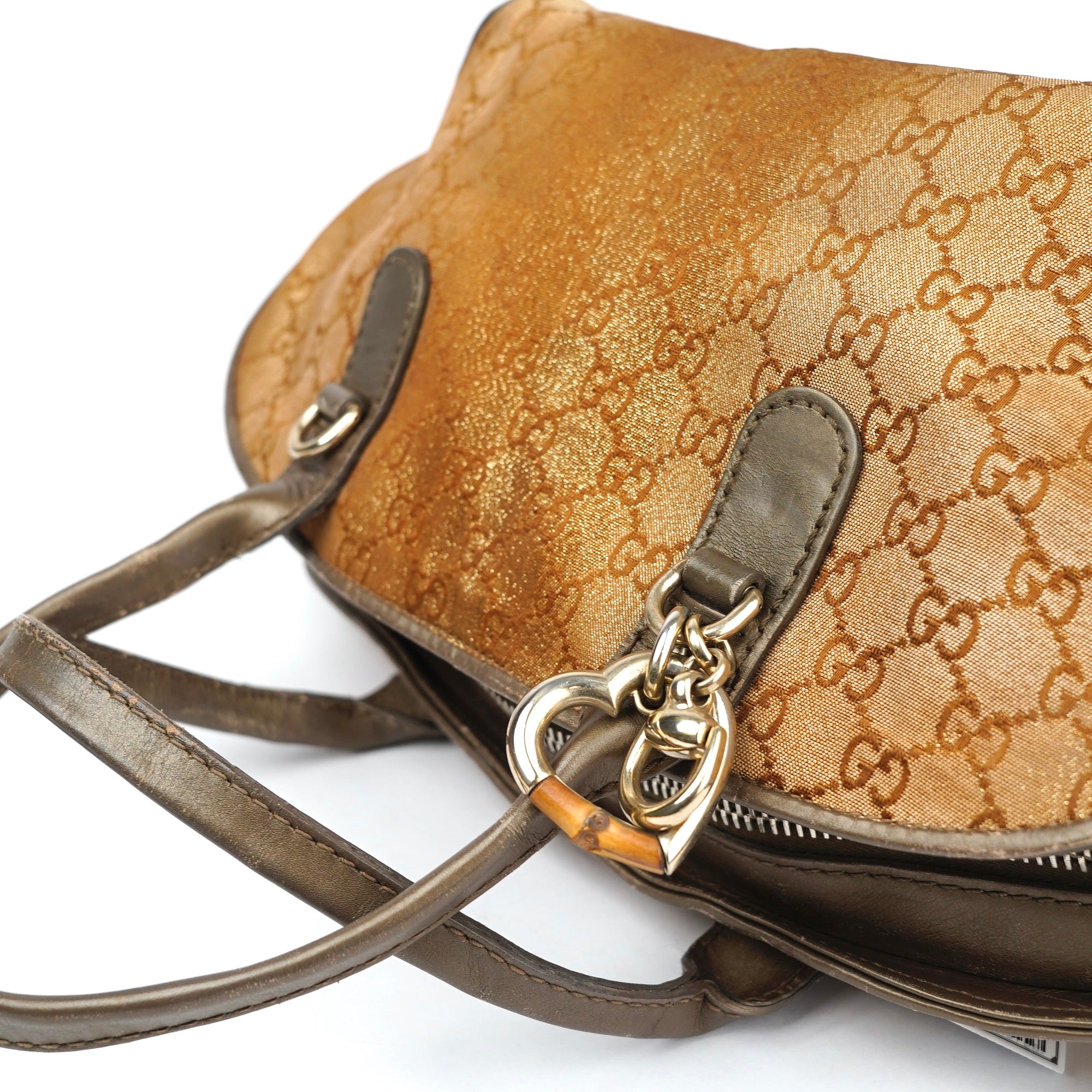 J1398 Gucci GG Lurex Heart Bit Satchel- Pre Owned
