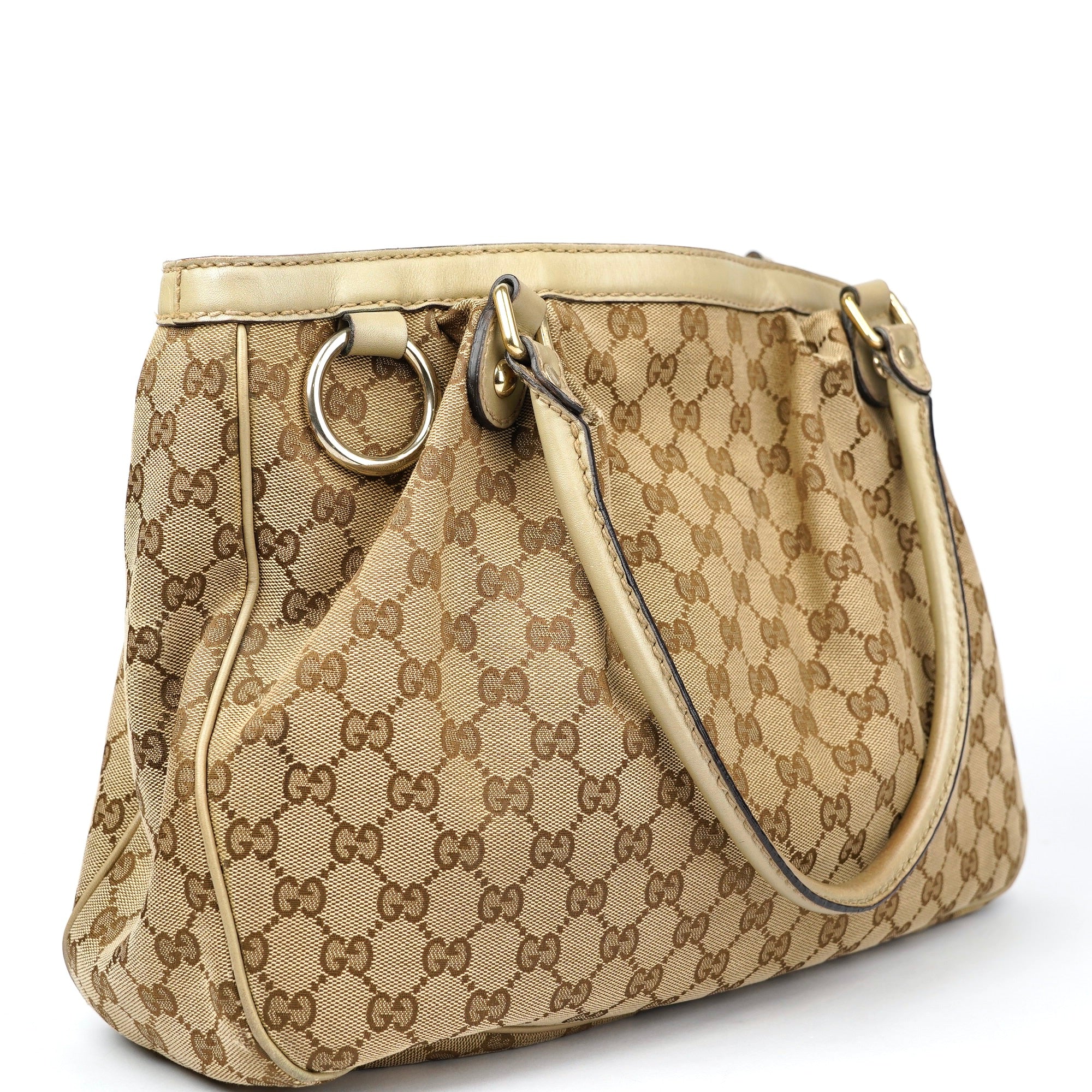 J1389 GUCCI Original GG Canvas Tote Handbag Brown- Pre Owned