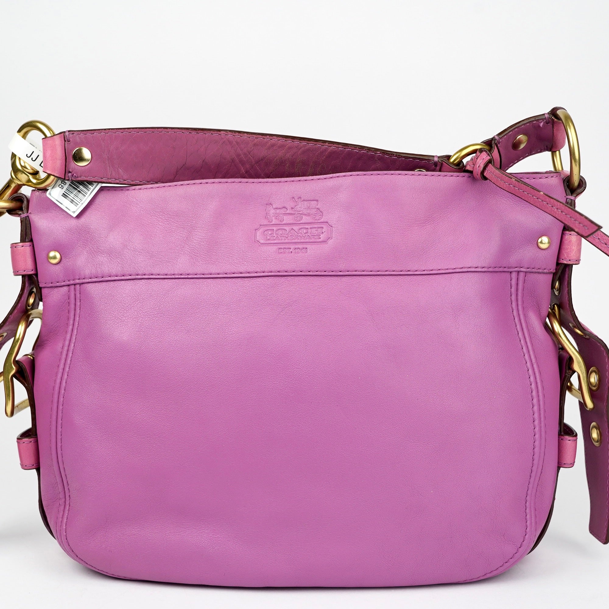 J1386 Coach Purple Pink Leather Large Shoulder Bag- Pre Owned