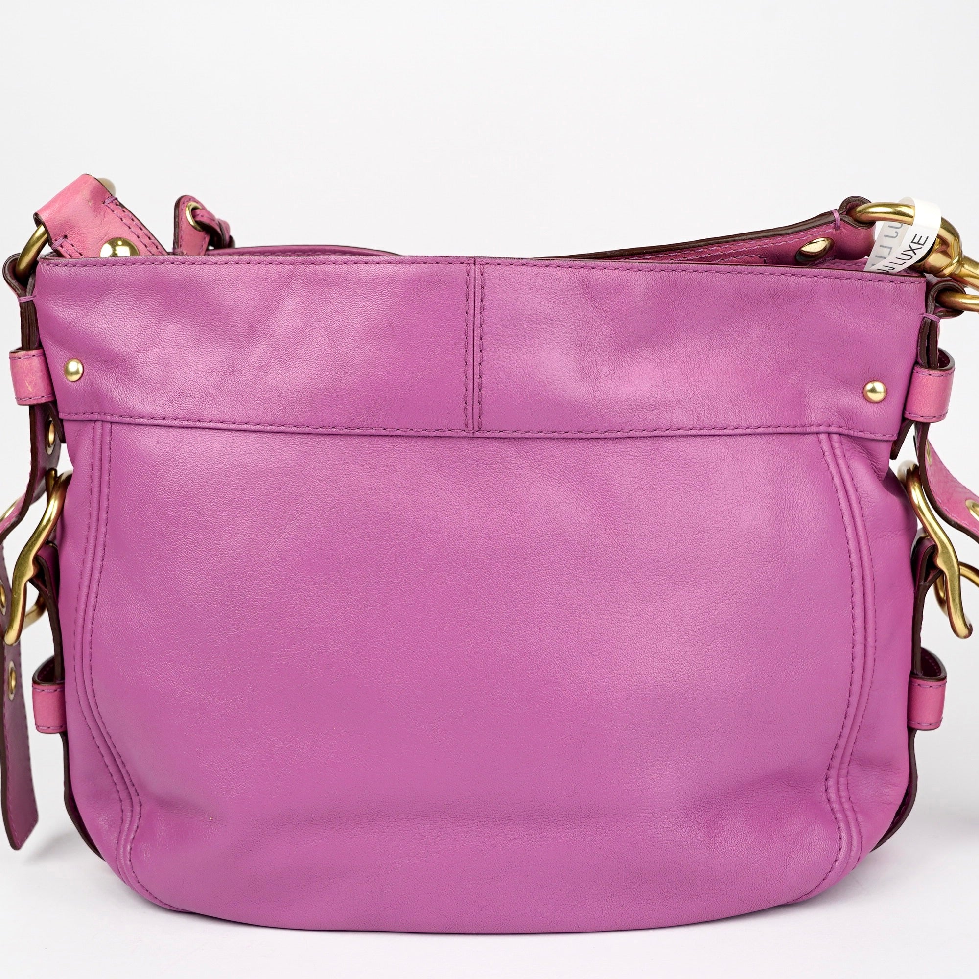 J1386 Coach Purple Pink Leather Large Shoulder Bag- Pre Owned