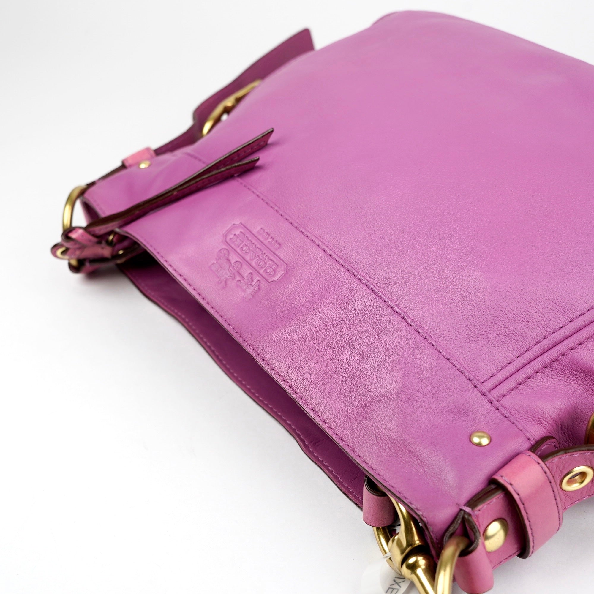 J1386 Coach Purple Pink Leather Large Shoulder Bag- Pre Owned