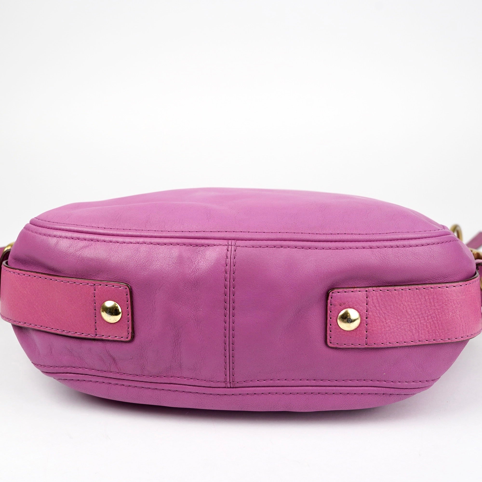 J1386 Coach Purple Pink Leather Large Shoulder Bag- Pre Owned