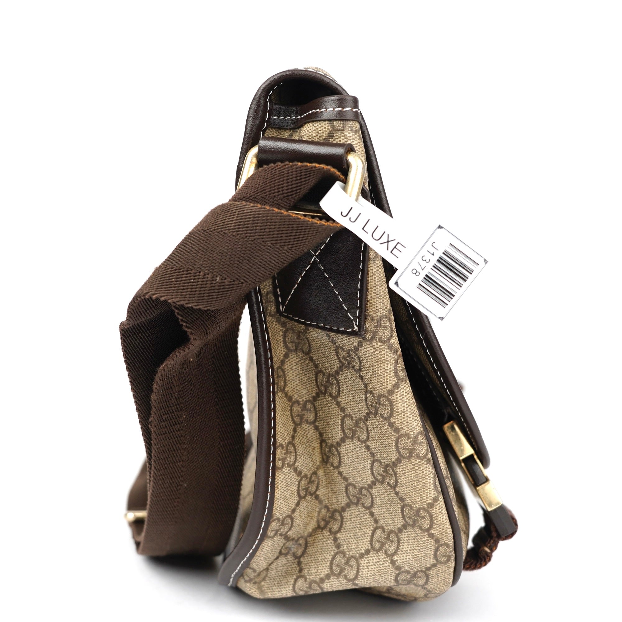 J1378 Gucci GG Supreme Shoulder Bag Brown Beige Cloth- Pre Owned