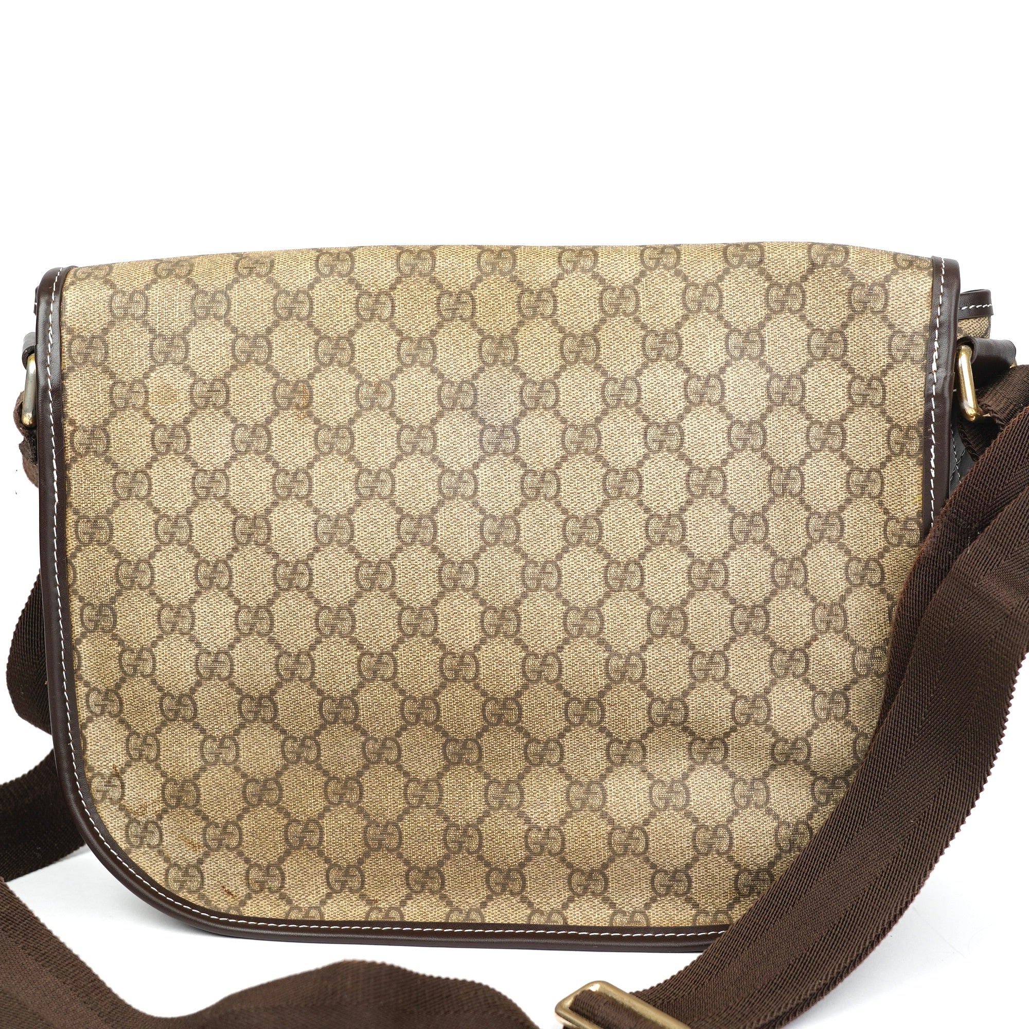 J1378 Gucci GG Supreme Shoulder Bag Brown Beige Cloth- Pre Owned