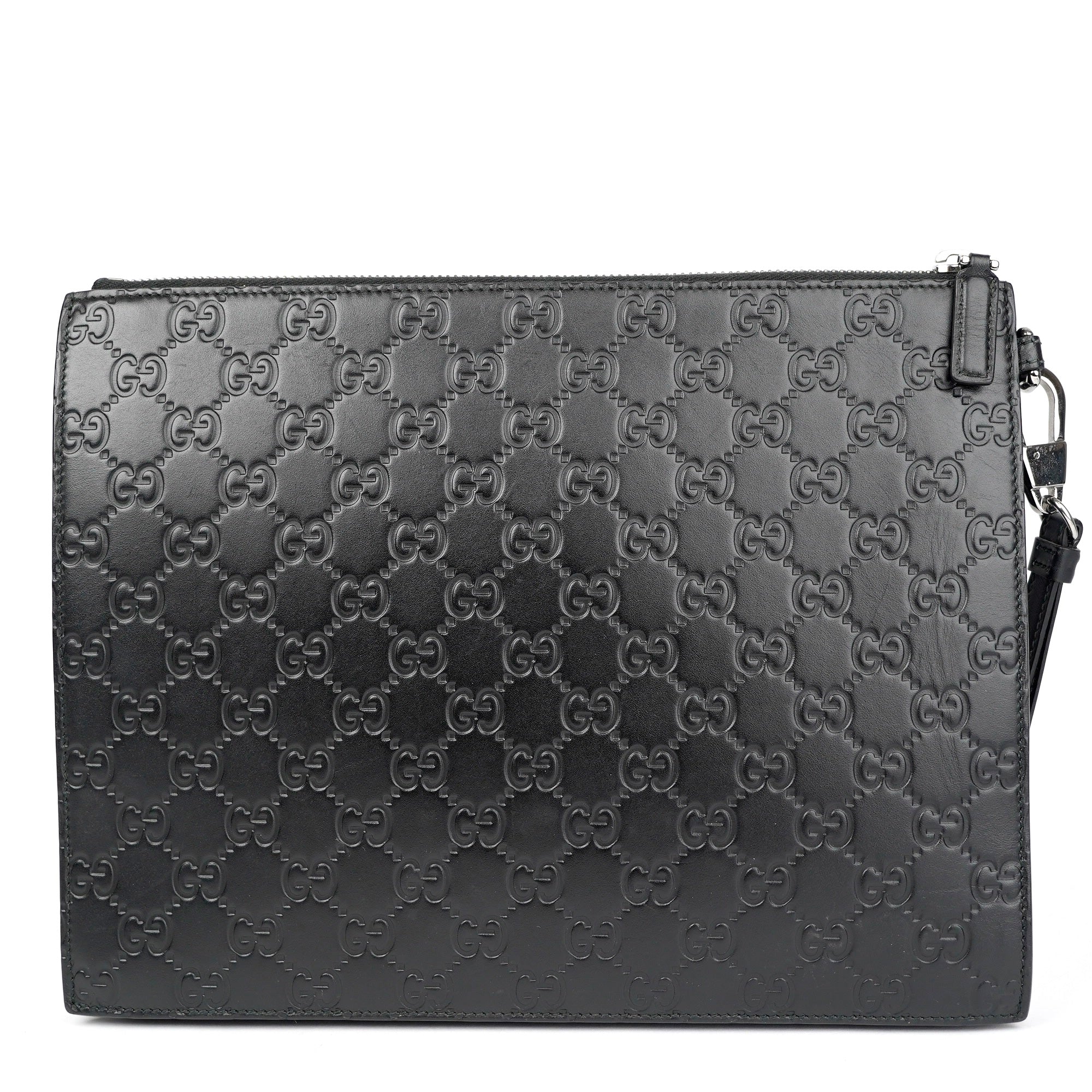 J1373 Gucci Guccissima Black Leather Clutch Bag- Pre Owned