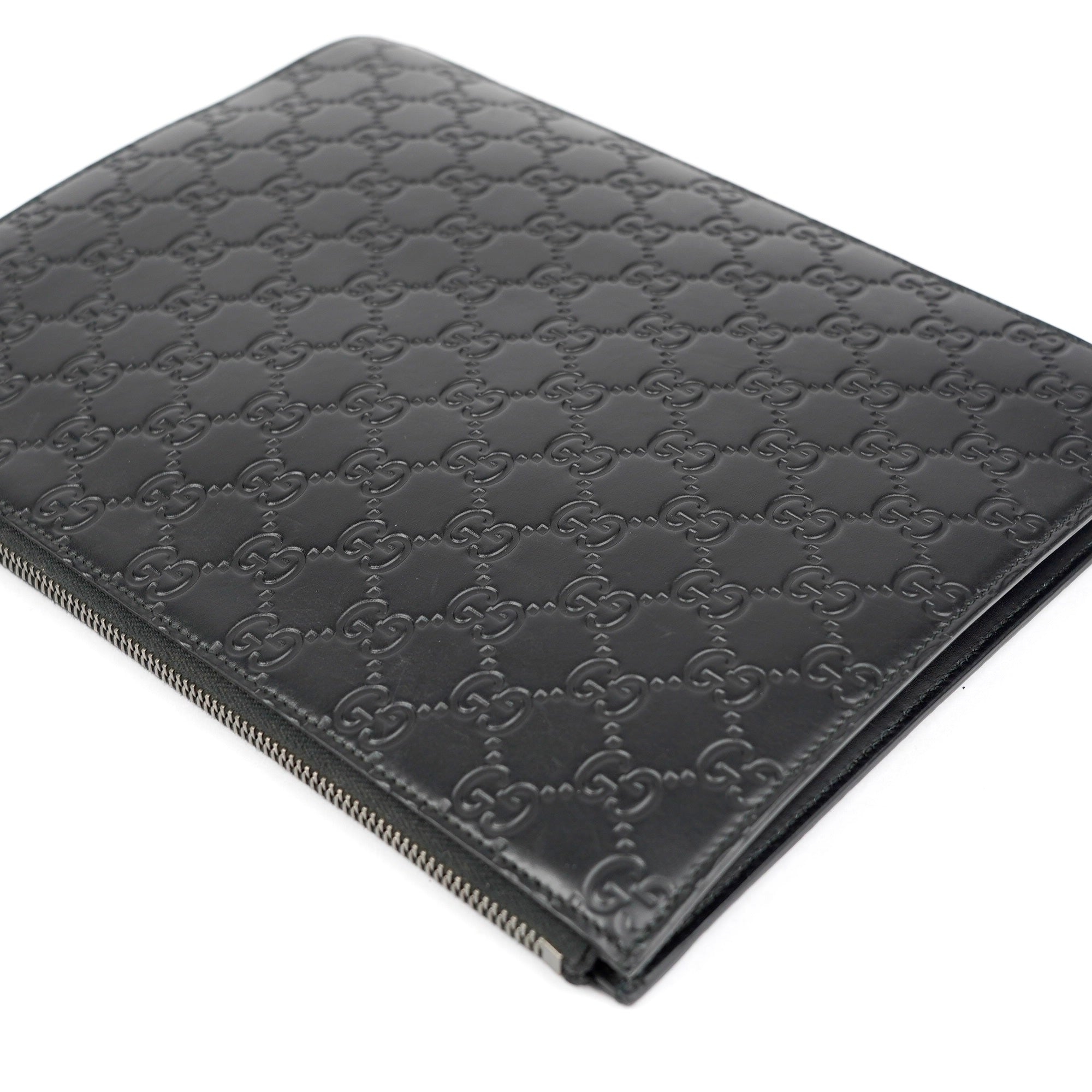 J1373 Gucci Guccissima Black Leather Clutch Bag- Pre Owned