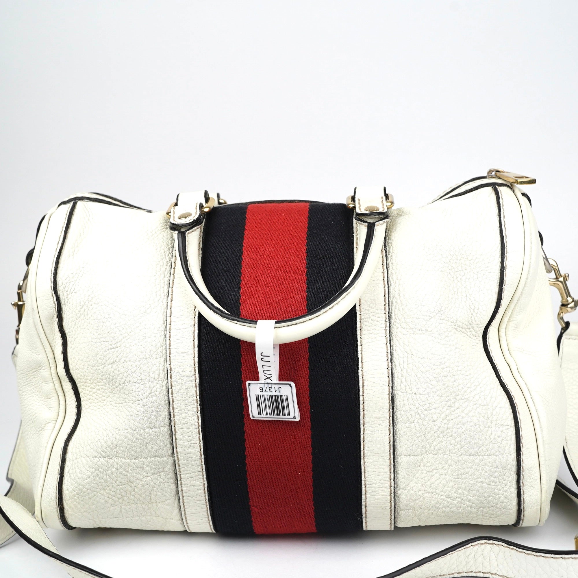 J1376 Gucci Vintage Web Boston Bag Leather- Pre Owned