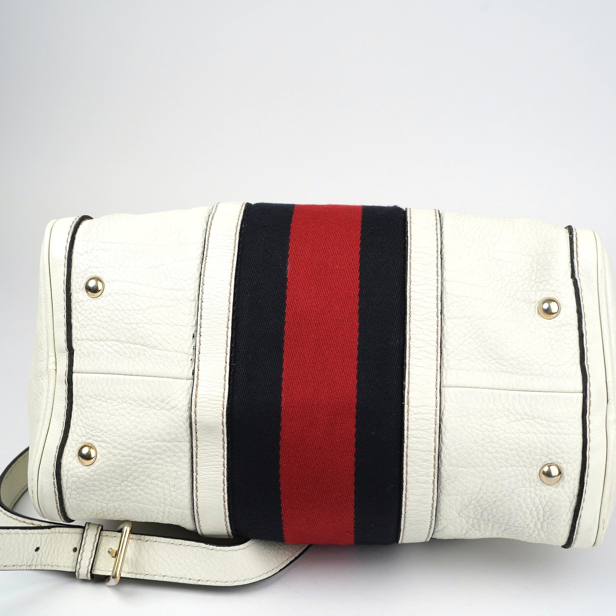 J1376 Gucci Vintage Web Boston Bag Leather- Pre Owned